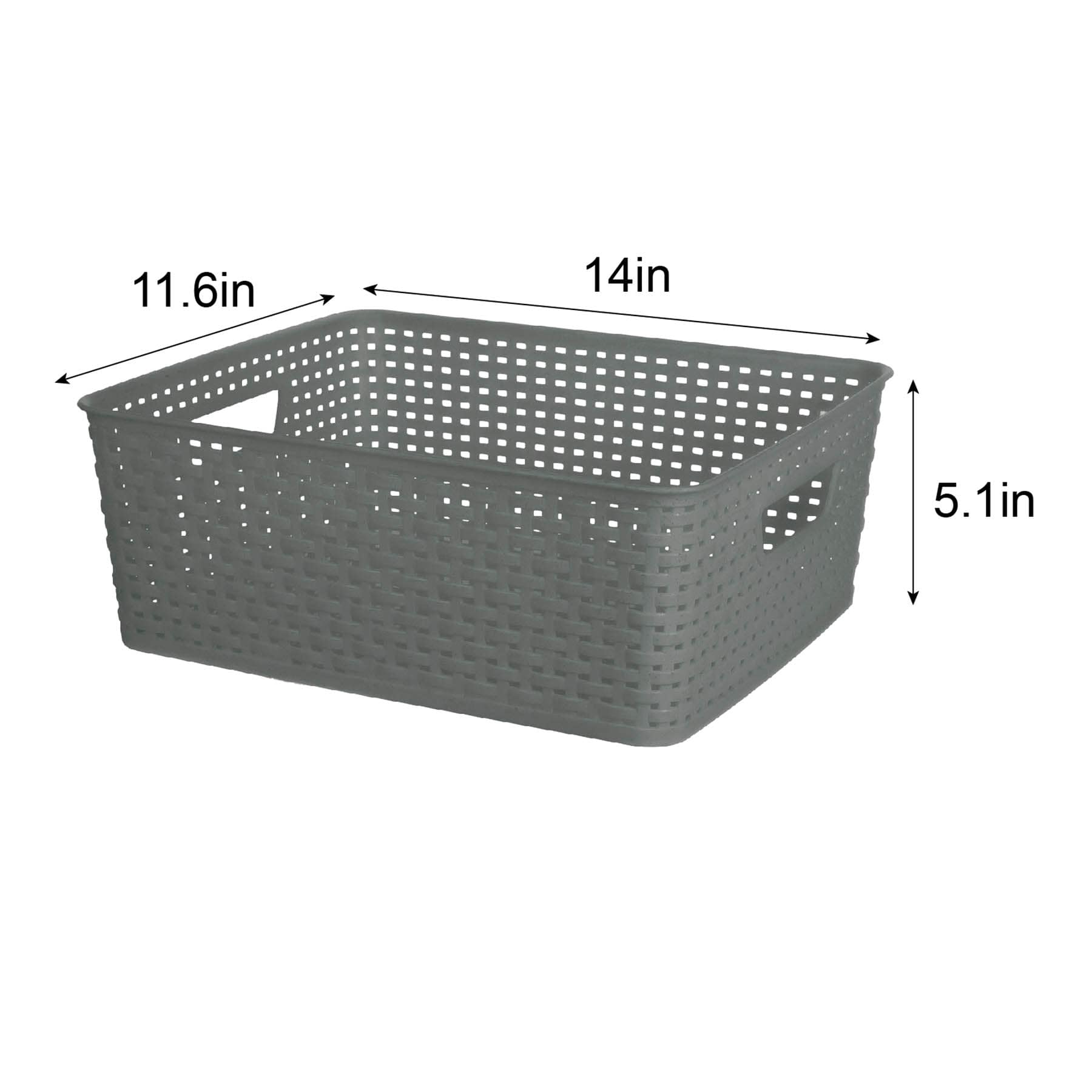 Grey Rectangle Crossover Weave Storage Basket, Medium