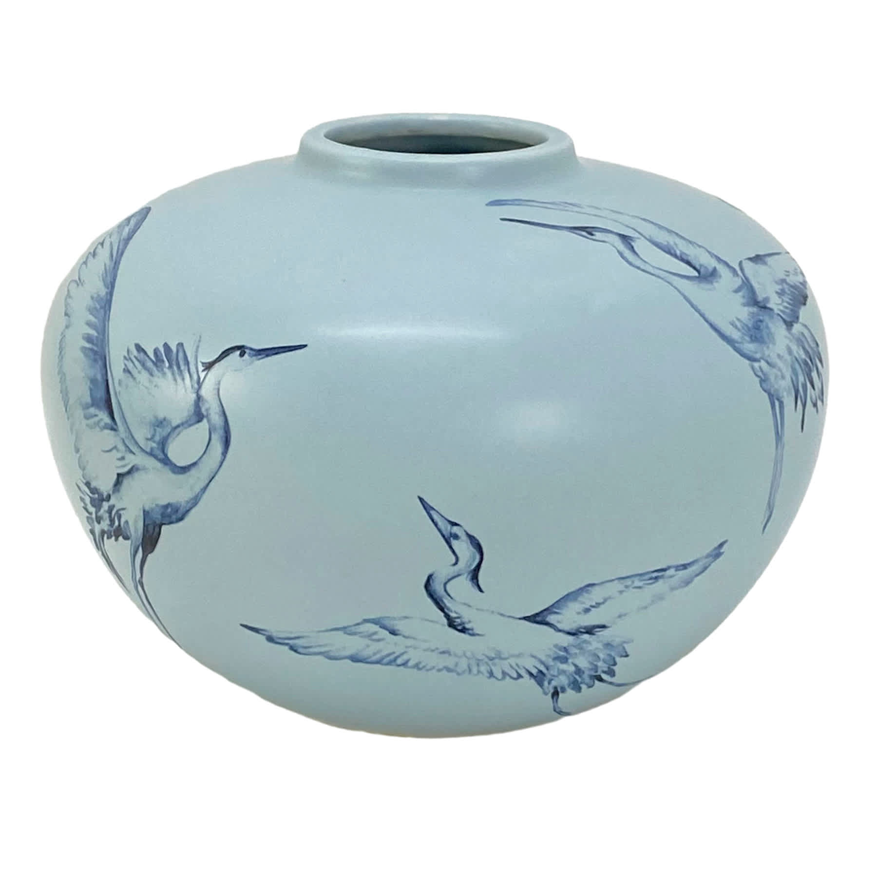 Providence Blue Heron Printed Egret Vase, 8"