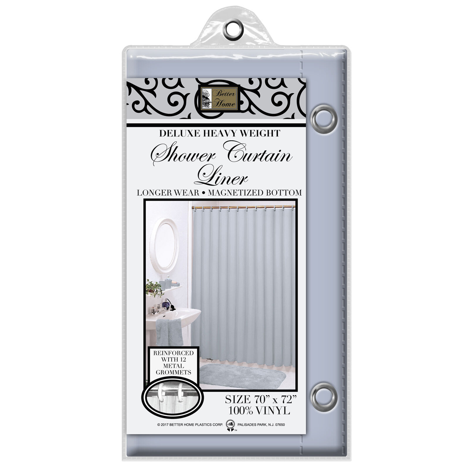 Grey Midweight Shower Curtain Liner, 72"