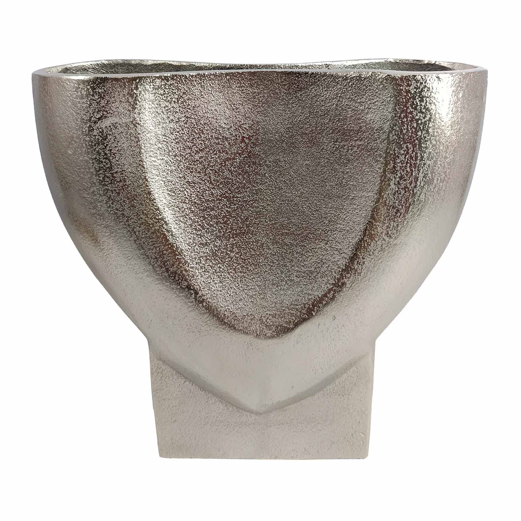 Silver Aluminum Pinched Vase, 8.2"