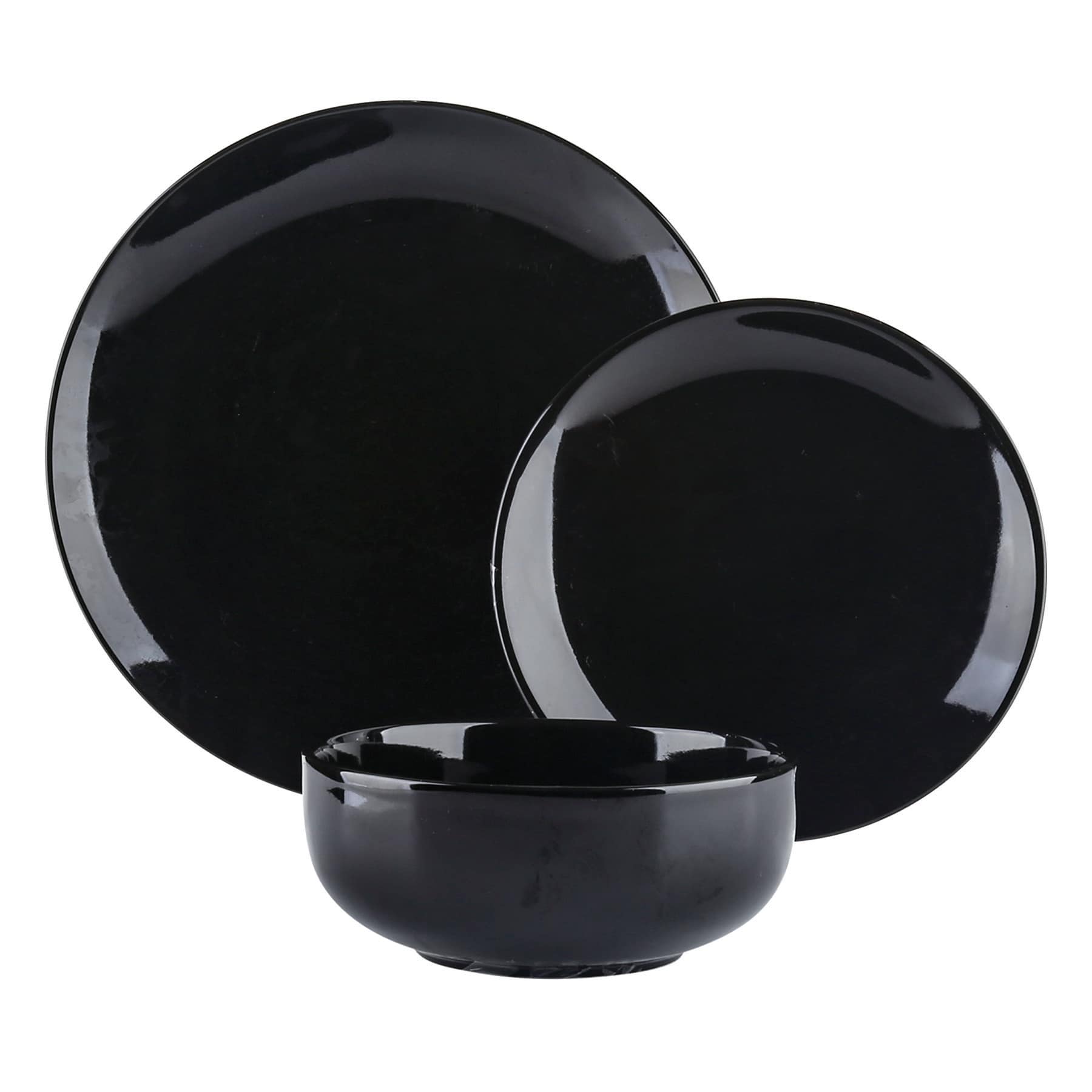 12-Piece Stoneware Dinnerware Set, Black