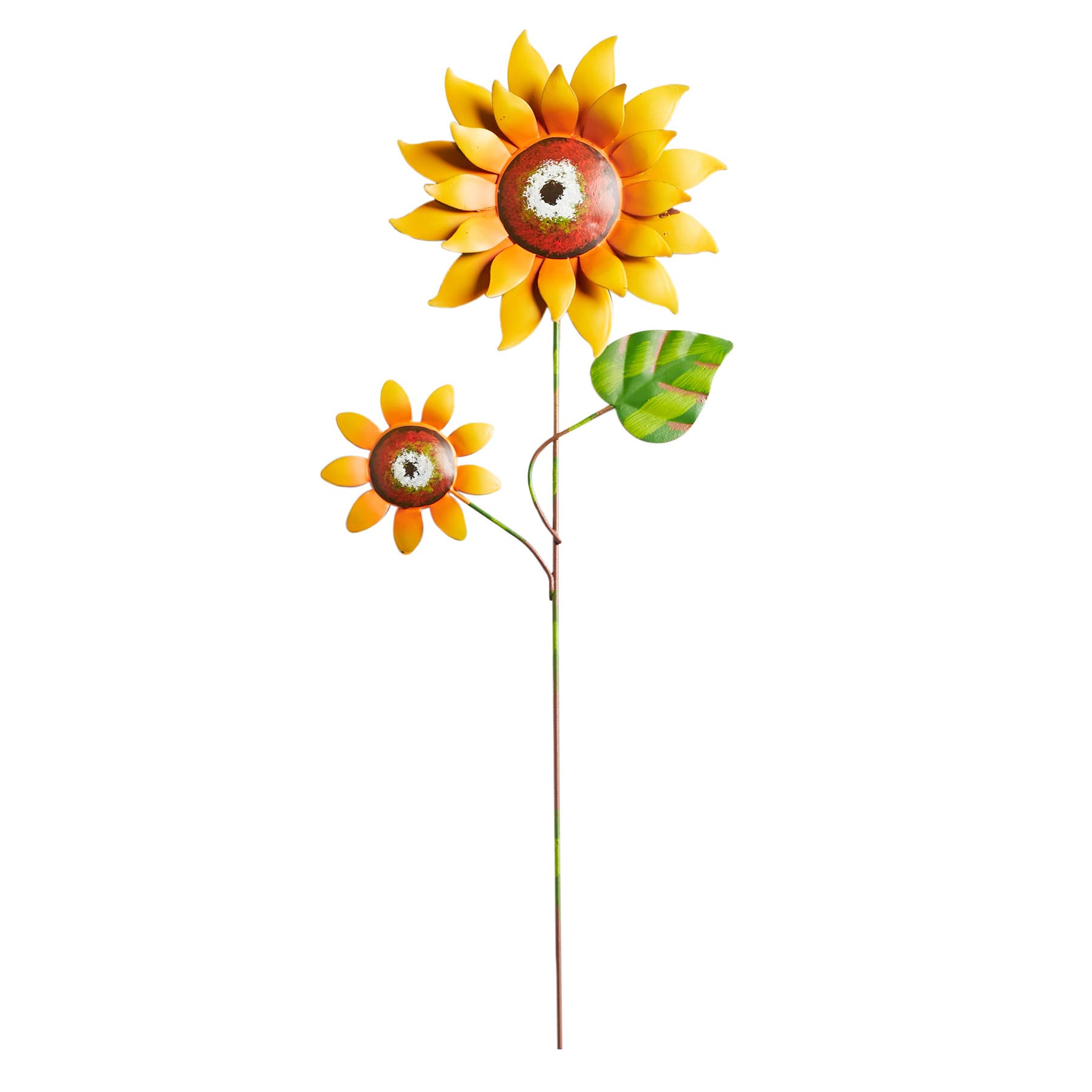 Orange & Yellow Sunflower Metal Yard Pick, 23"