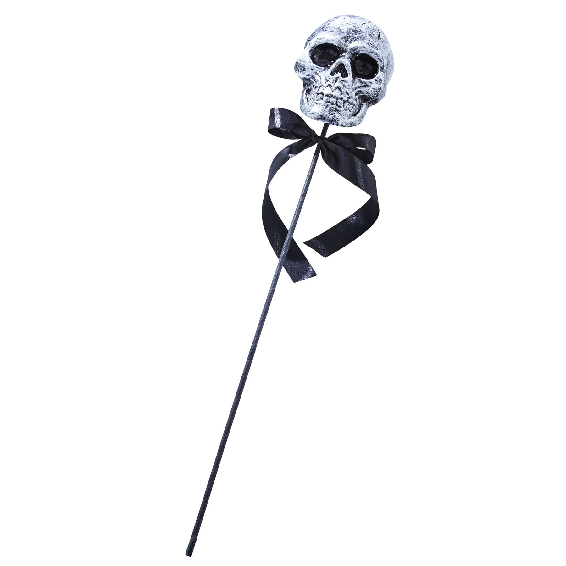 Halloween Silver Skull Pick, 21"