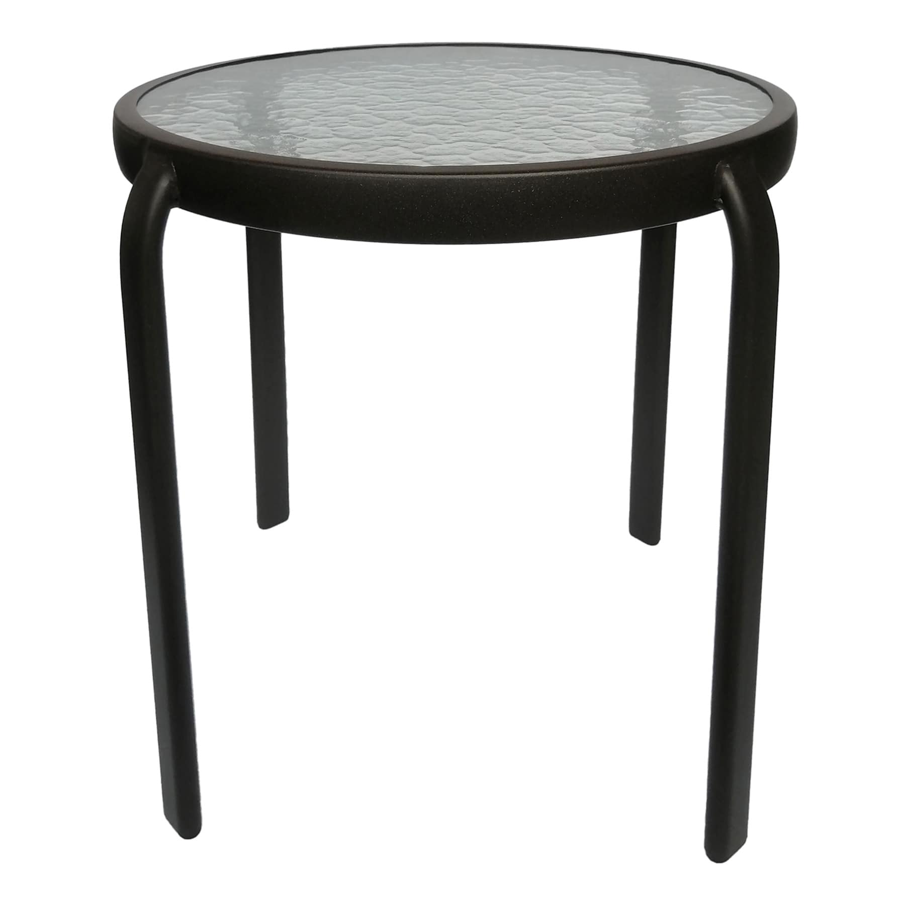 Wavy Glass Patio Side Table, Brown