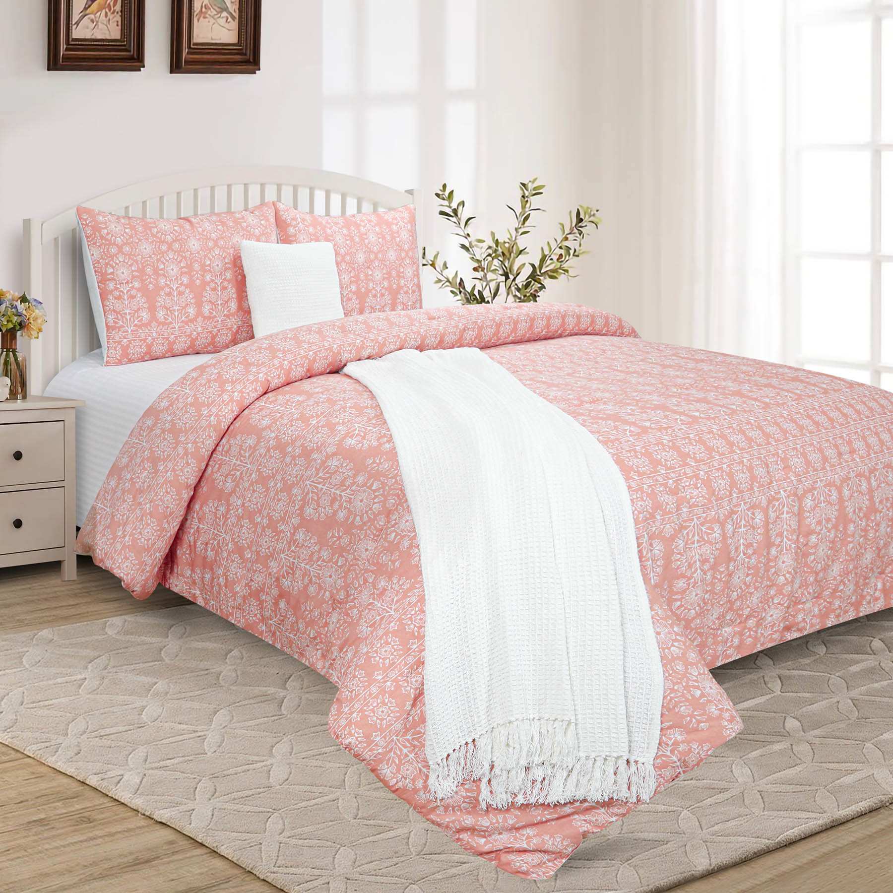 Honeybloom 5-Piece Floral Print Comforter Set, King