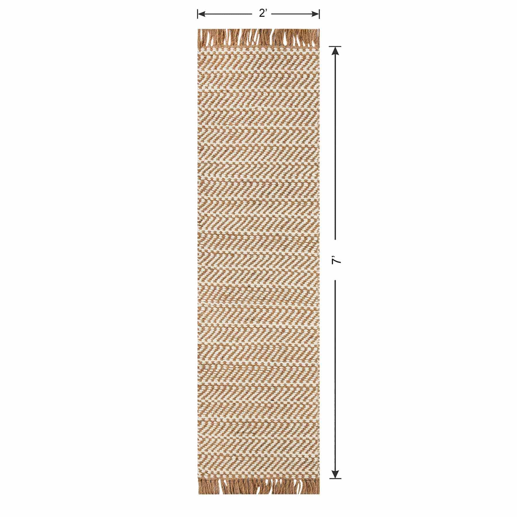 (B821) Crosby St. Moore Natural Herringbone Runner, 2x7