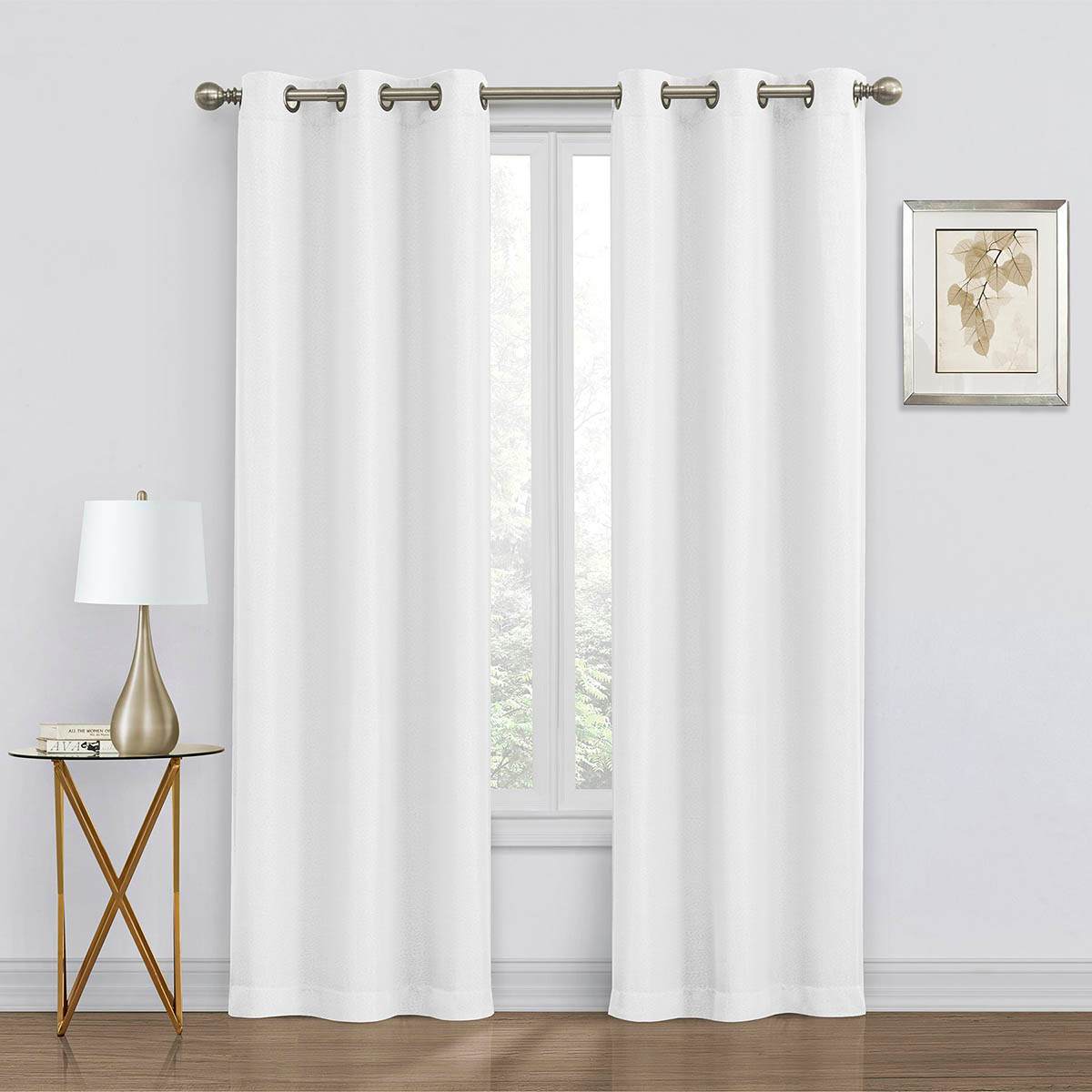 2-Pack Denver White Blackout Grommet Curtain Panels, 63"
