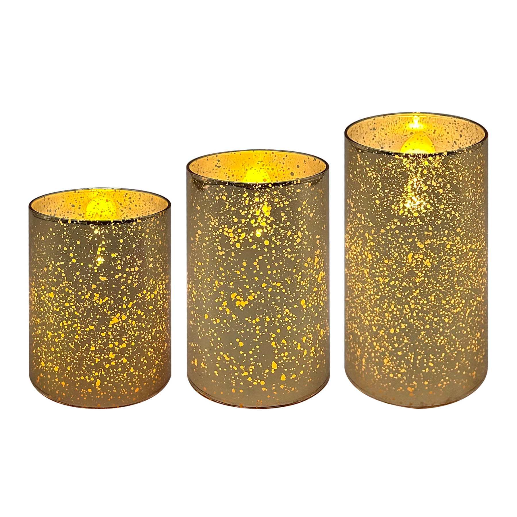 Providence 3-Pack Gold Mercury Glass LED Pillar Candles
