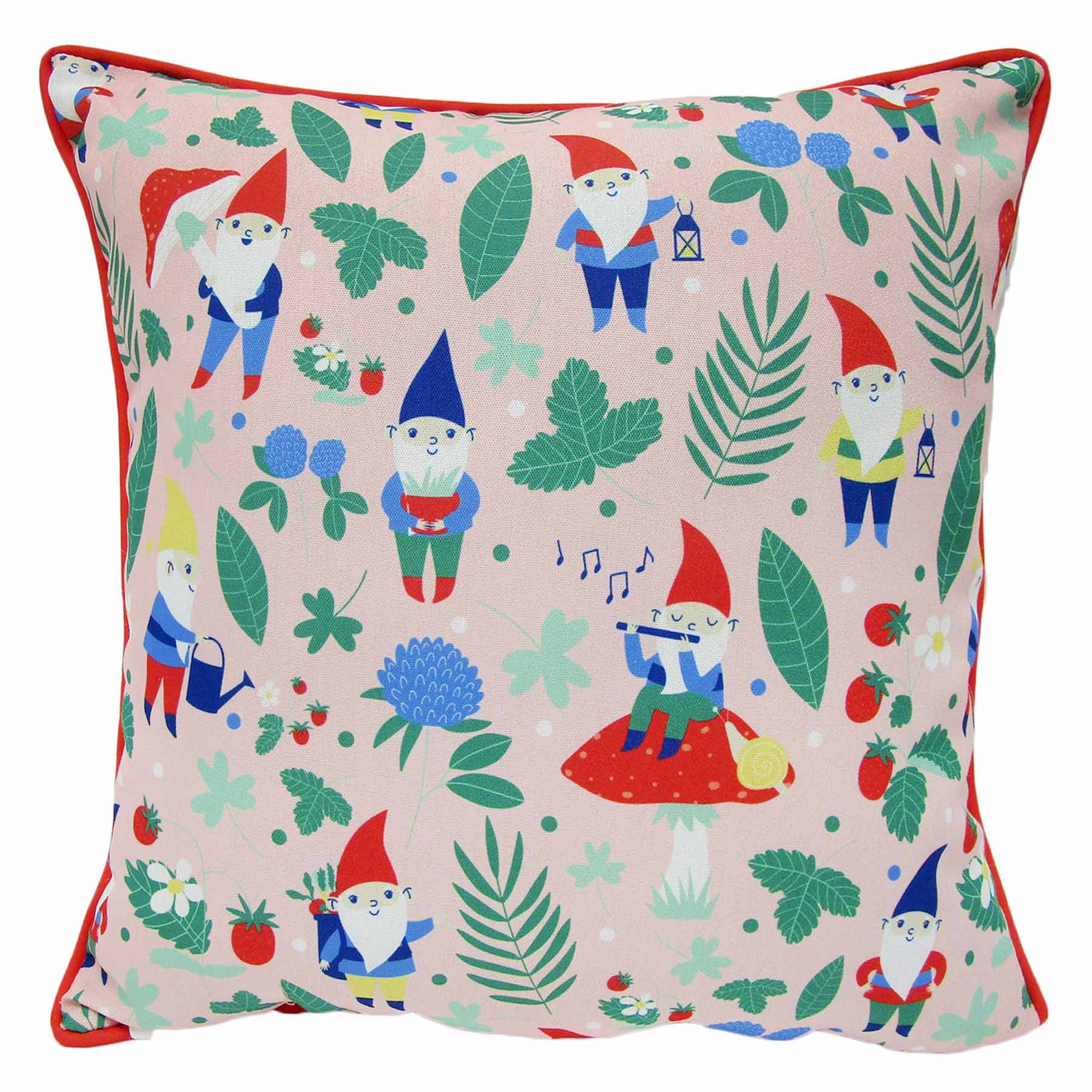 Sunny Club Chillin with Gnomies Outdoor Throw Pillow, 16"