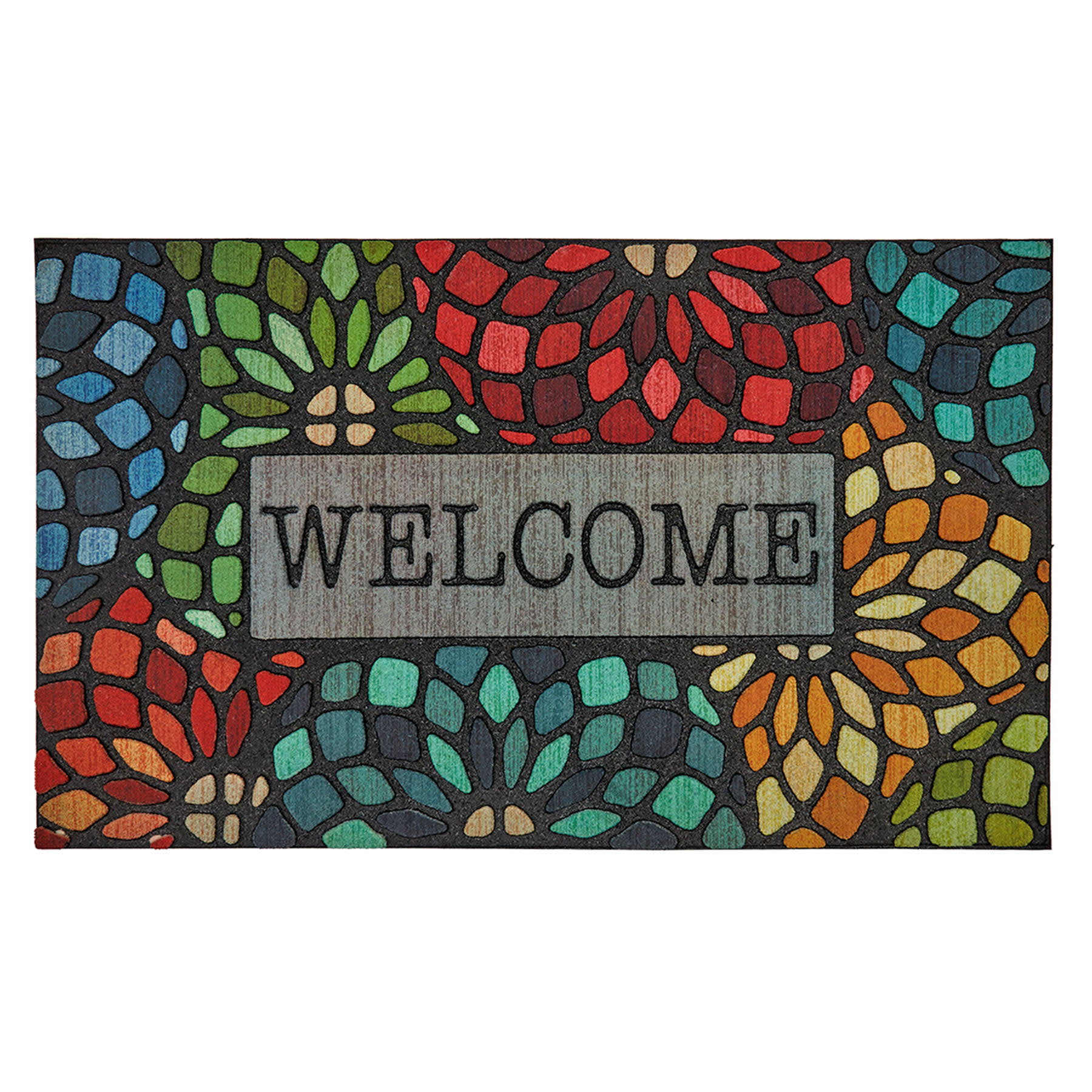 Stained Glass Welcome Doormat, 18x30