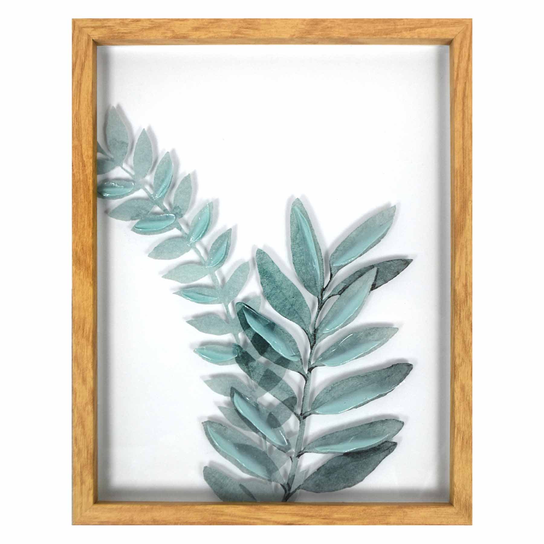 Honeybloom Glass Framed Botanical Leaves Wall Art, 11x14