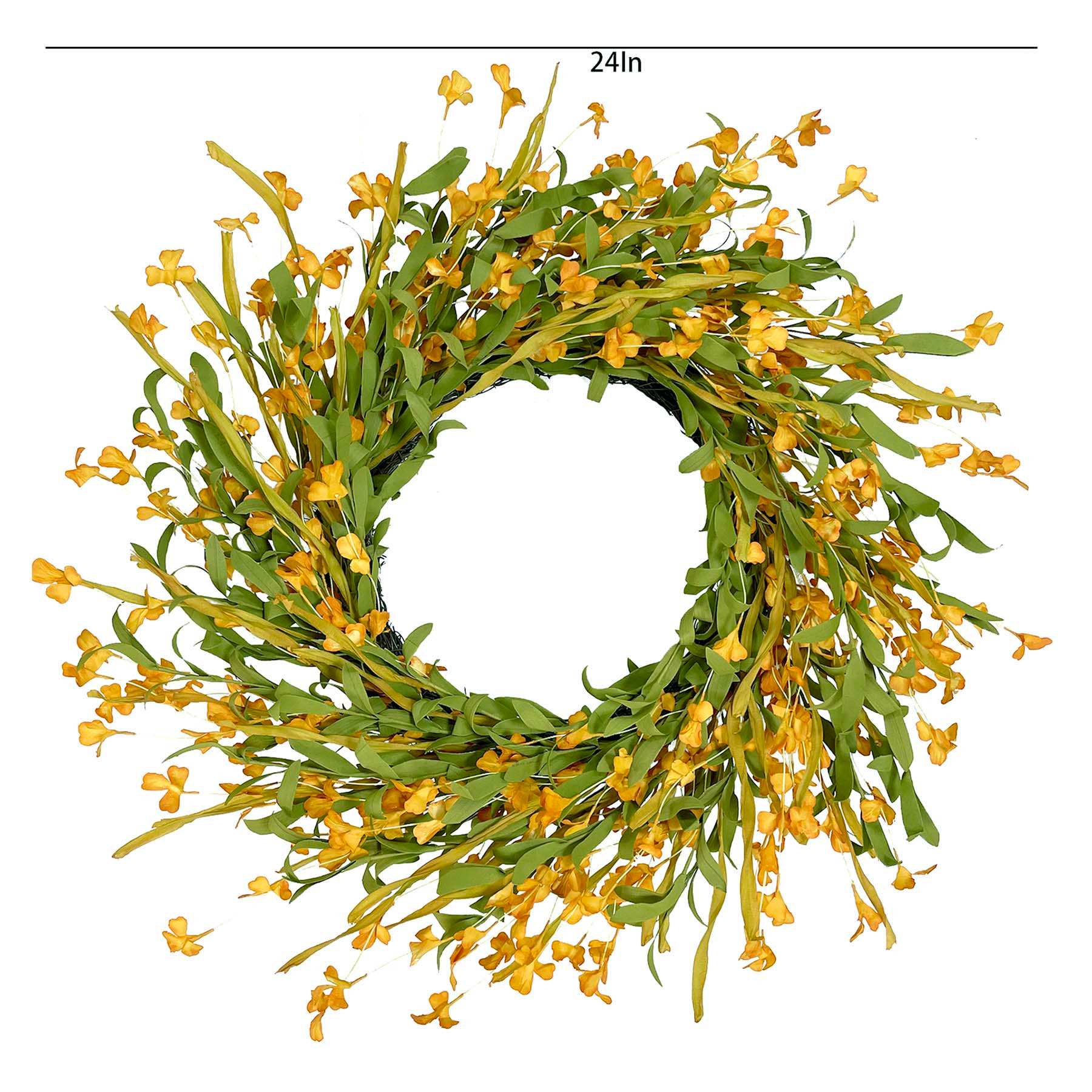 Yellow Flower Cluster Wreath, 24"