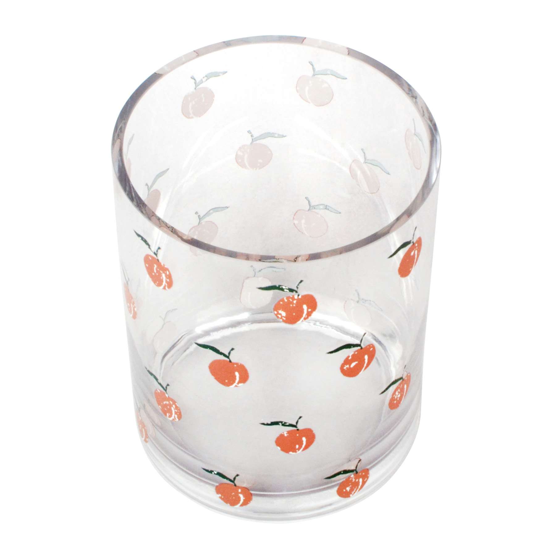 Peach Printed Clear Glass Vase, 6"