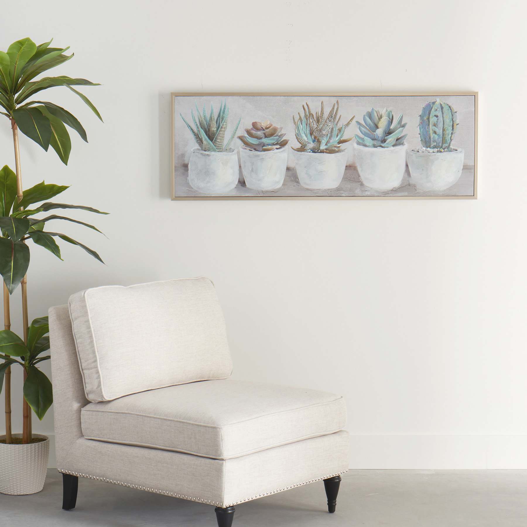Potted Gems Framed Embellished Canvas Wall Art, 16x48