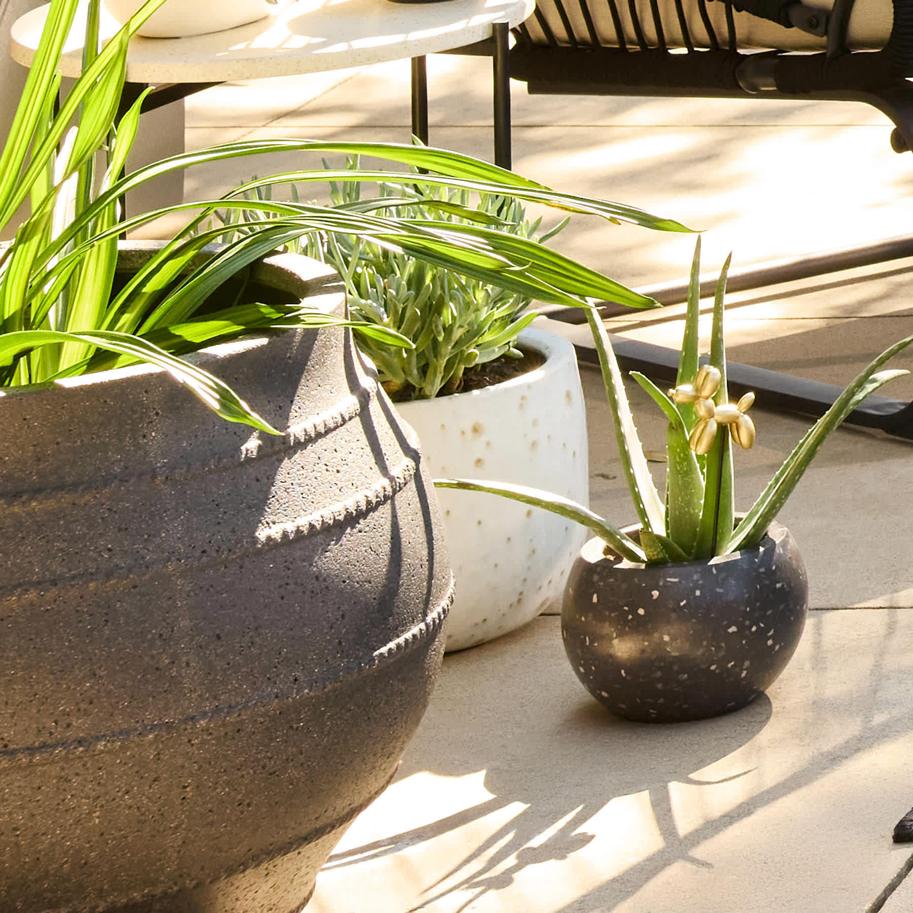 Indoor White Lava Reactive Ceramic Planter, Large