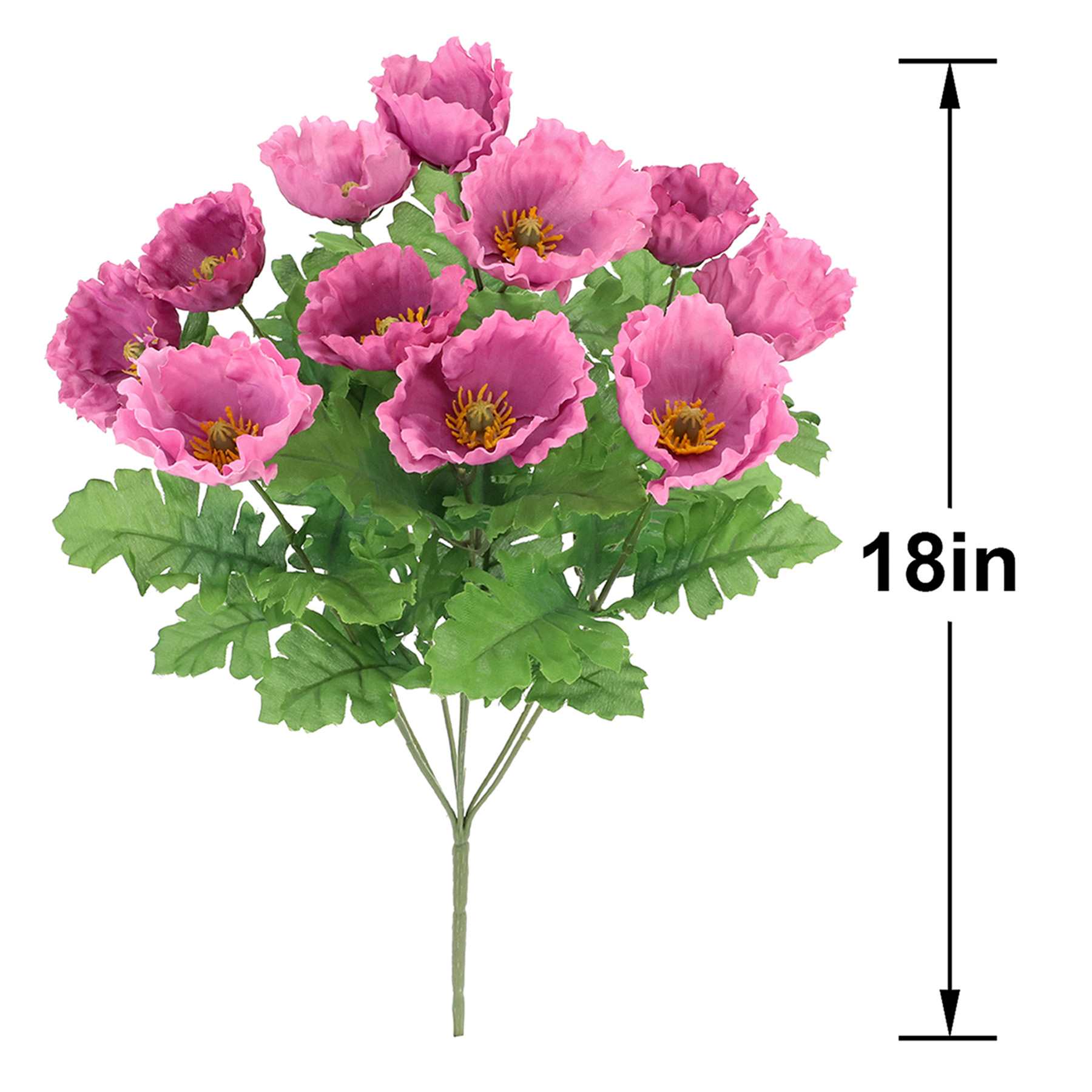 Dark Pink Poppy Bush, 18"
