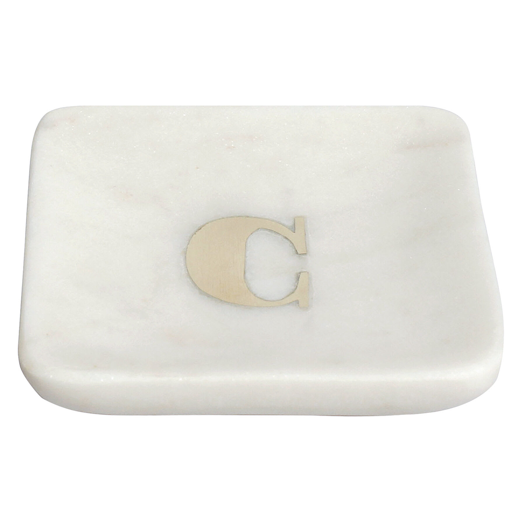 White Marbled Monogram Trinket Tray, C
