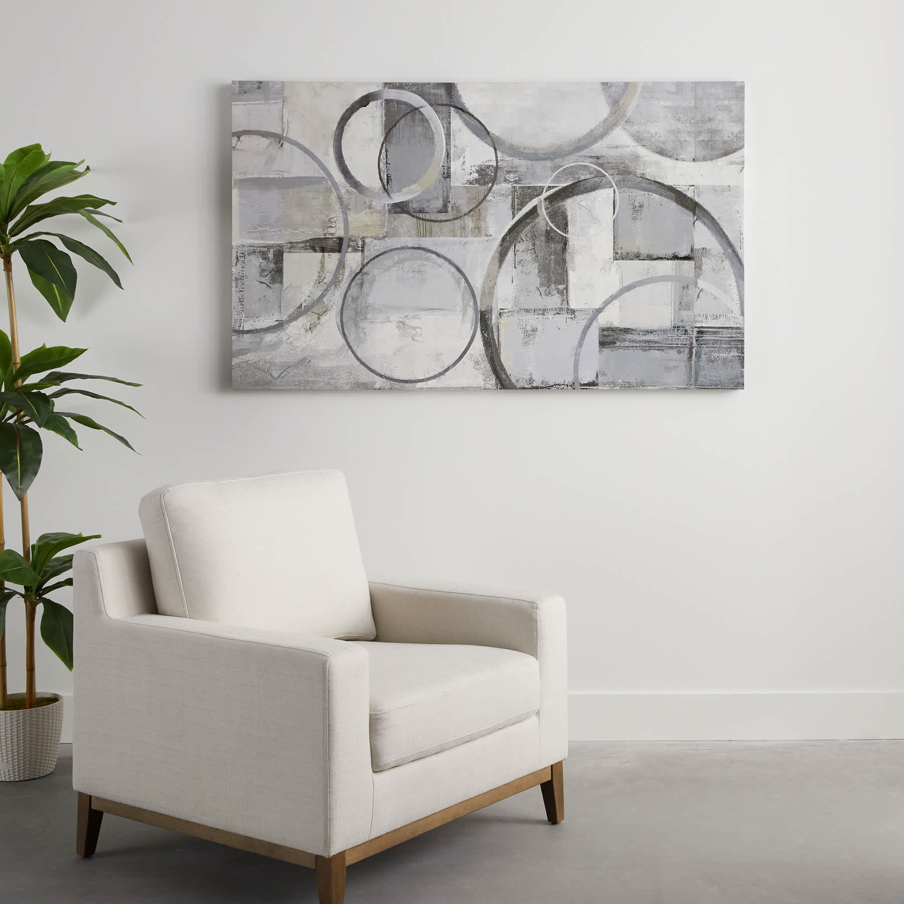 Grey Abstract Printed Canvas Wall Art, 30x60