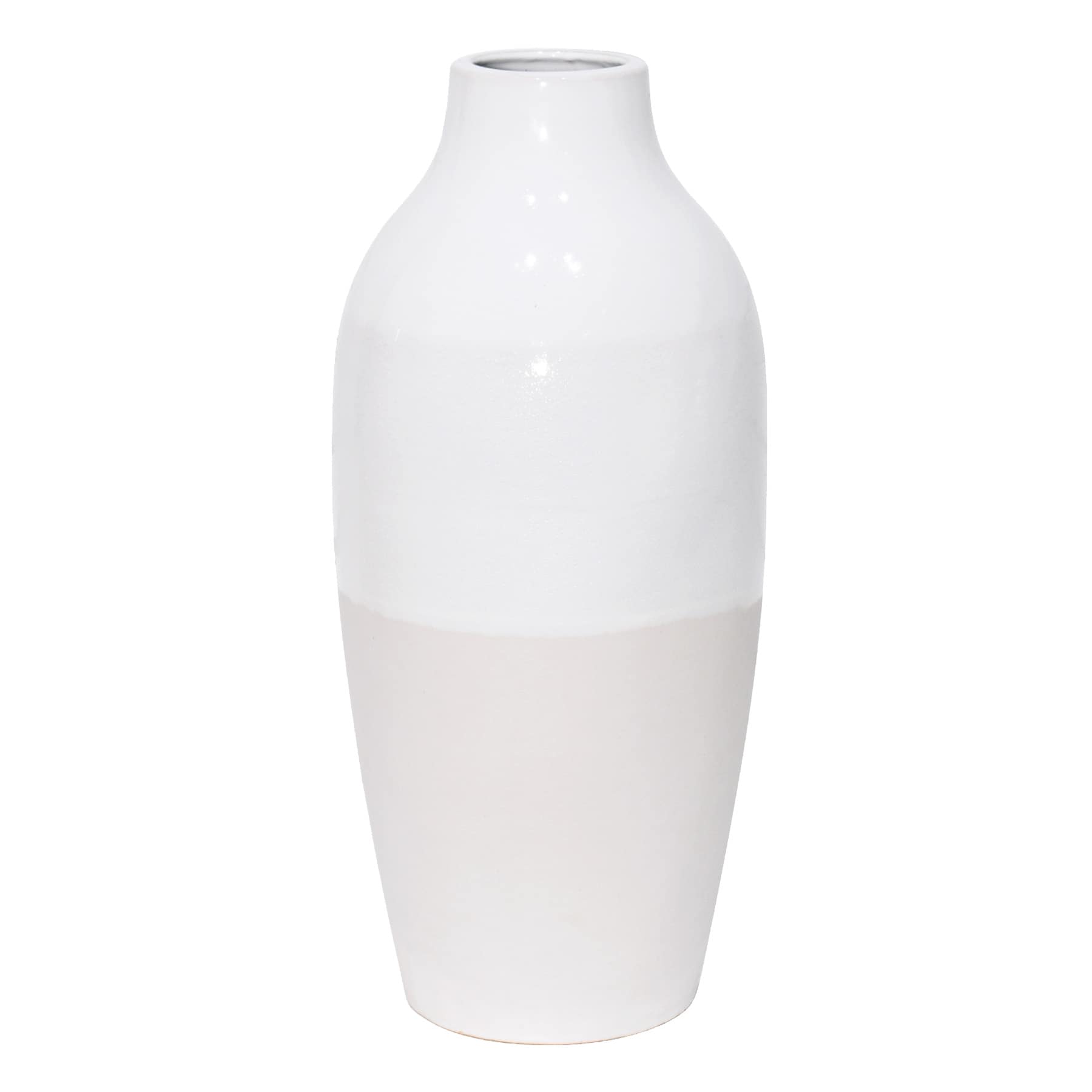 White & Cream Ceramic Vase, 18.5"