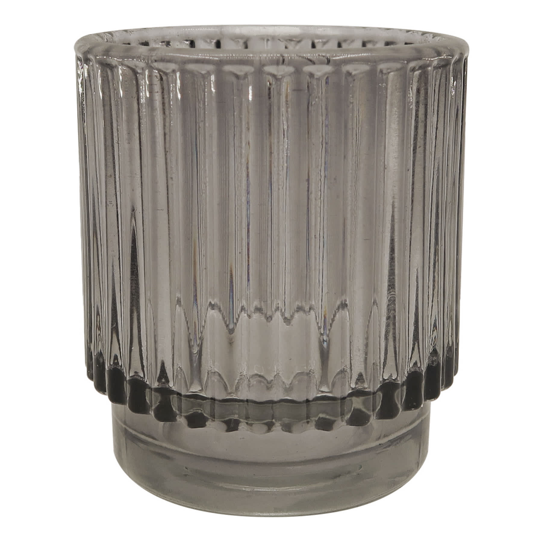 Dark Grey Glass Votive Candle Holder, 3"