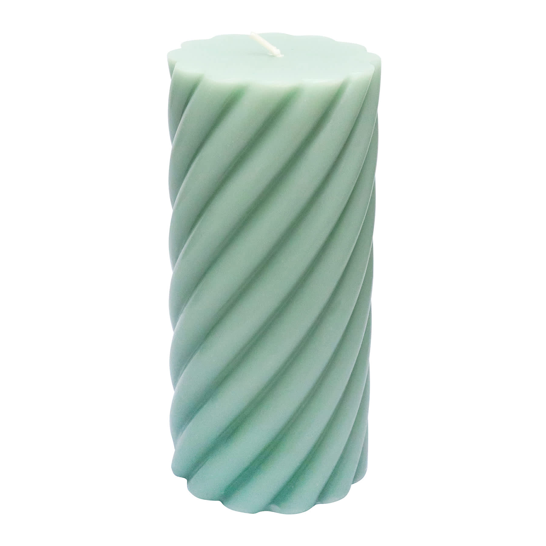 Willow Crossley Green Unscented Twisted Pillar Candle, 3x6