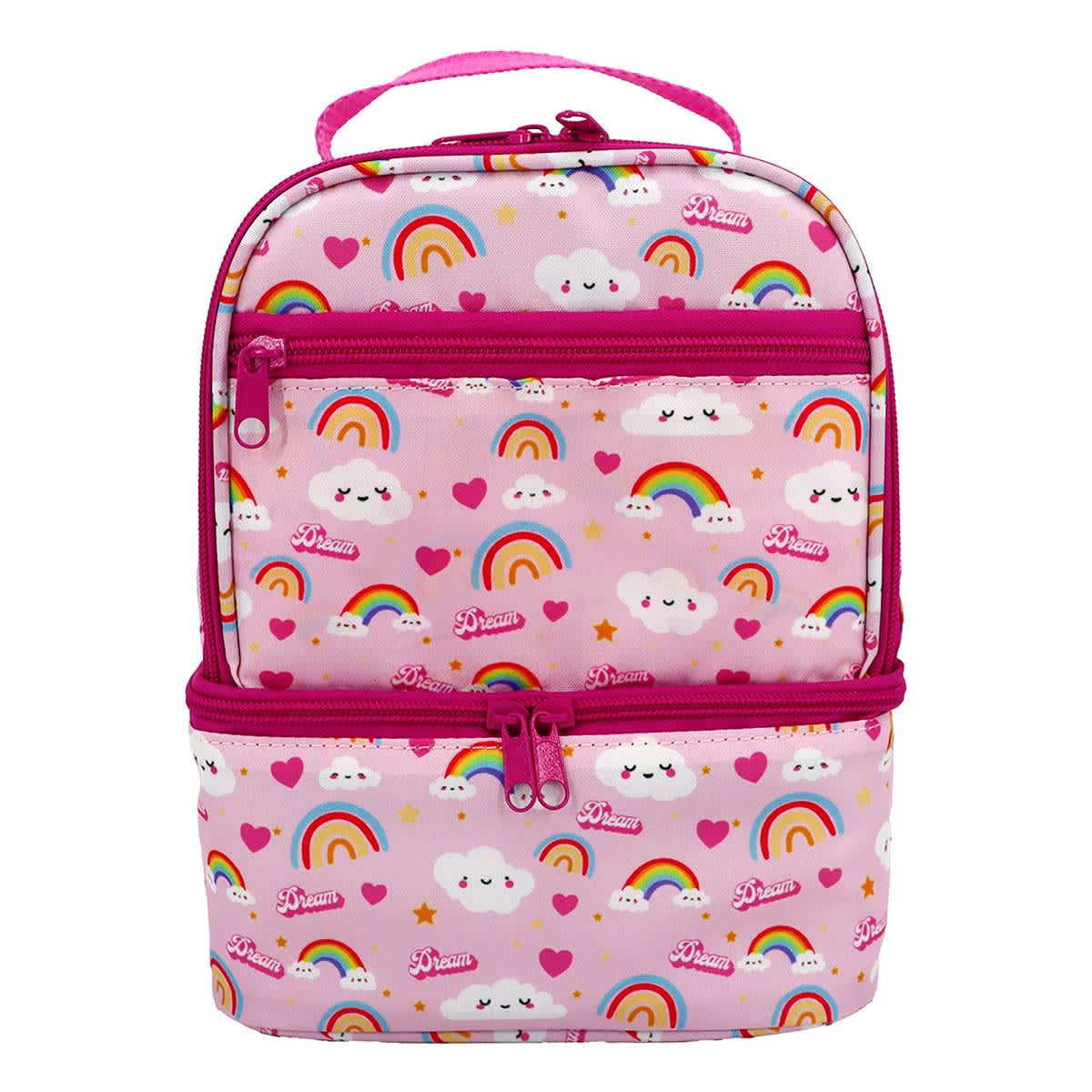 Rainbow Clouds Pink Kids Insulated Lunch Box