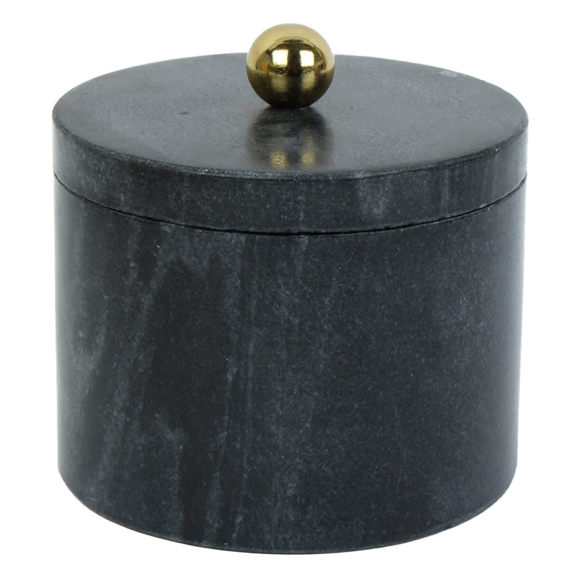 Black Marble Box with Gold Metal Ball, 5"
