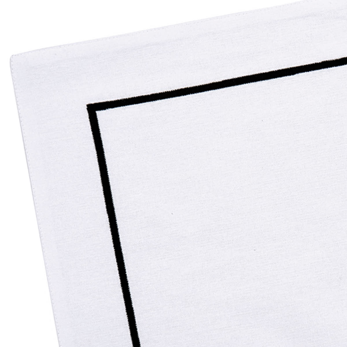 Set of 4 Black Embroidered White Placemats, 13x19