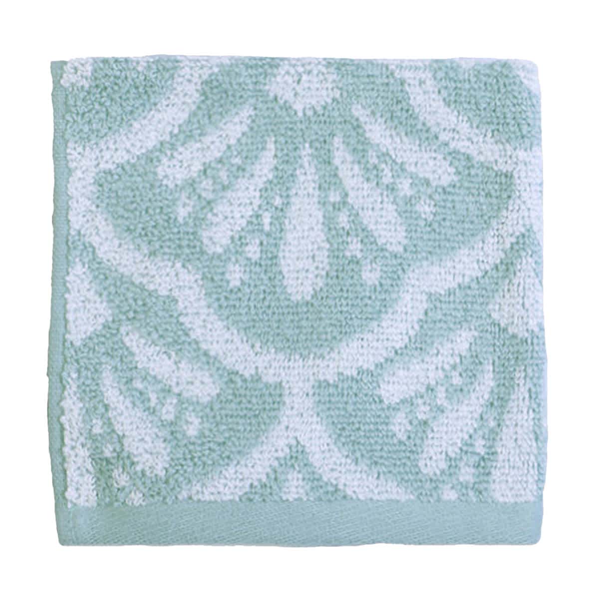 Providence Luxury Jacquard Sea Green Washcloth, 13"