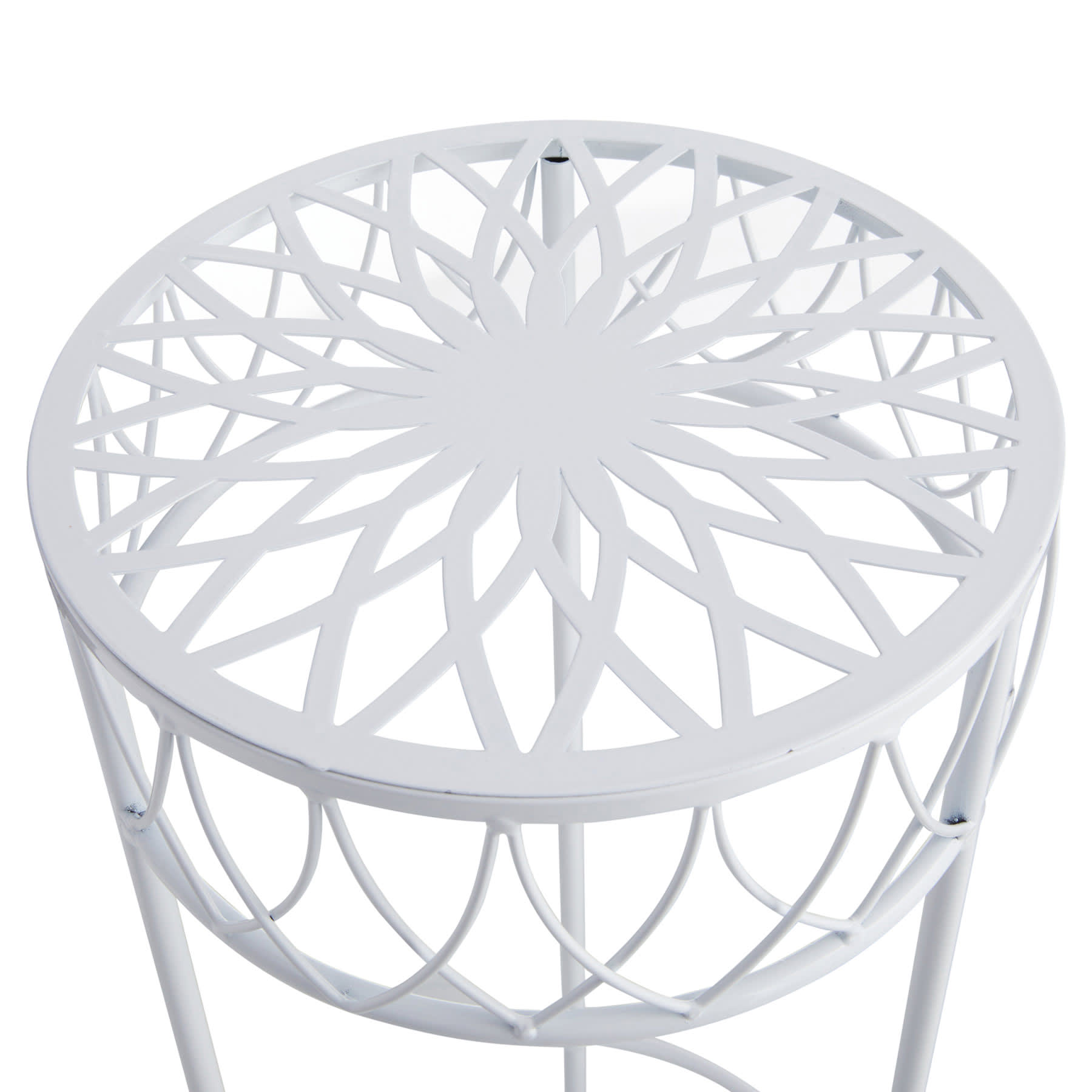 White Round Metal Plant Stand, Medium