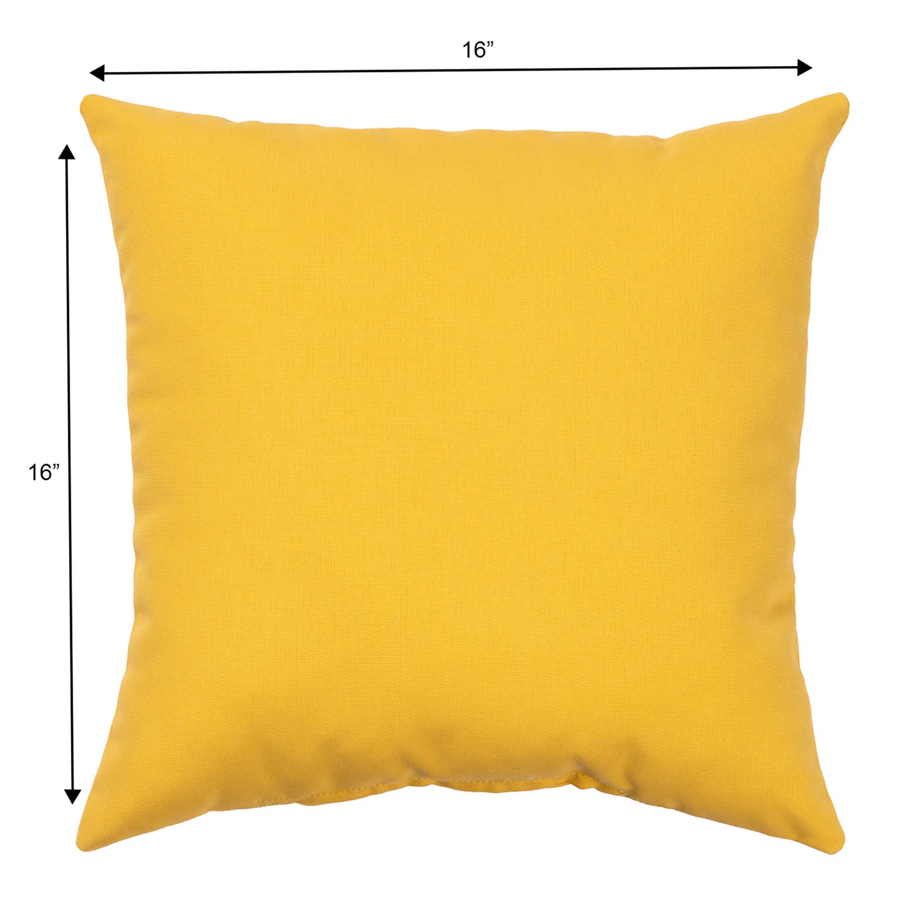 Butter Yellow Canvas Square Outdoor Throw Pillow, 16"