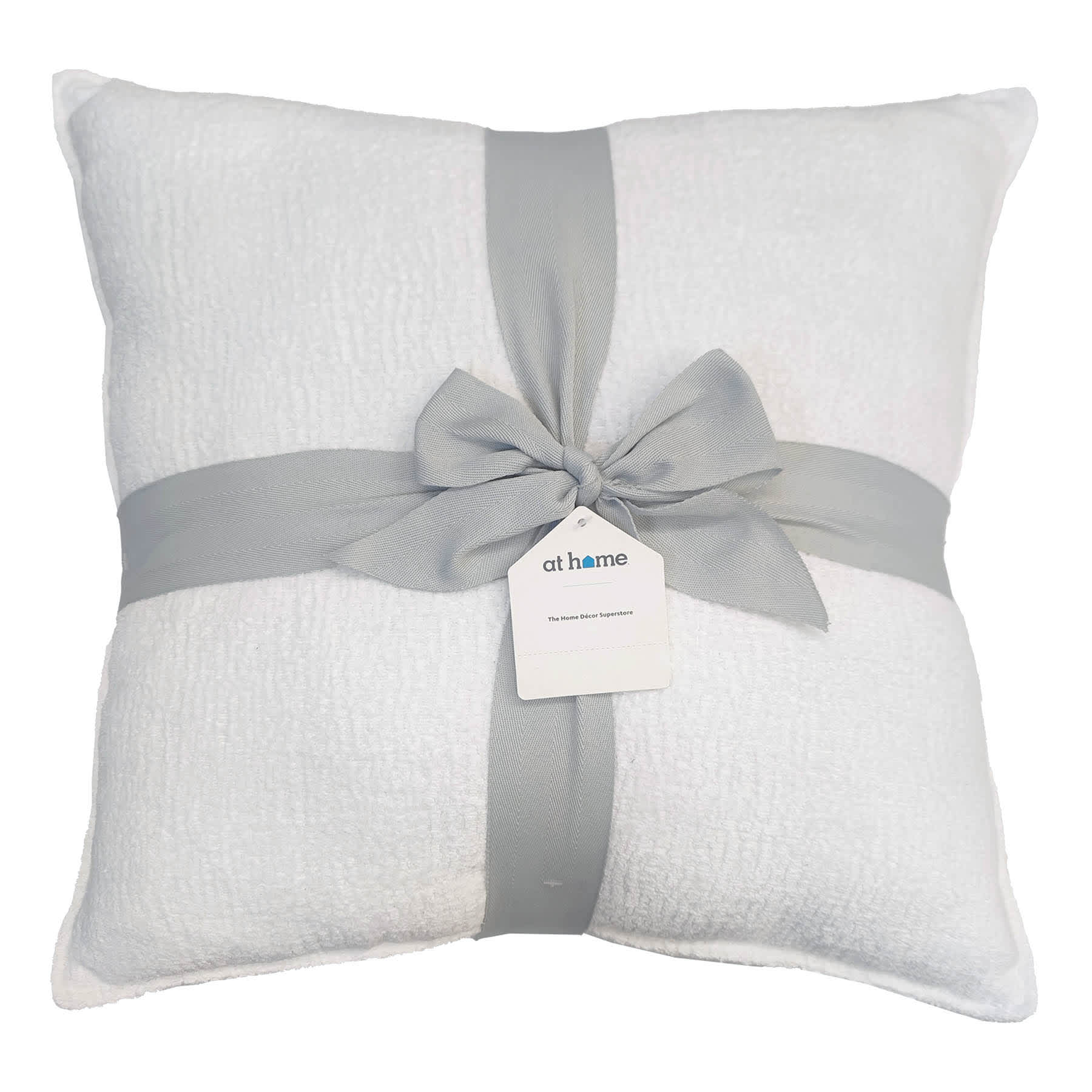 2-Pack White Textured Chenille Throw Pillows, 18"