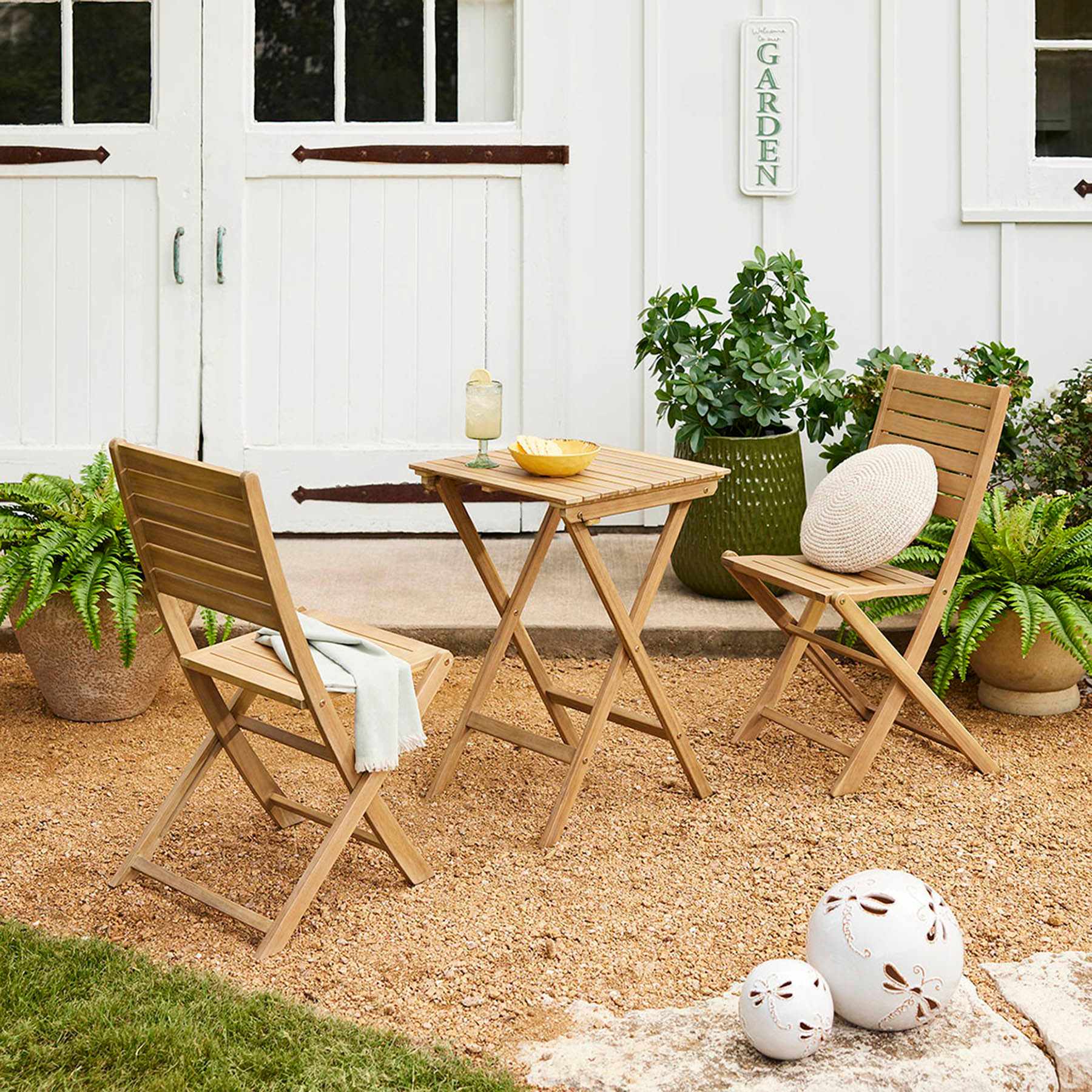 Acacia Wood Folding Patio 3-Piece Set