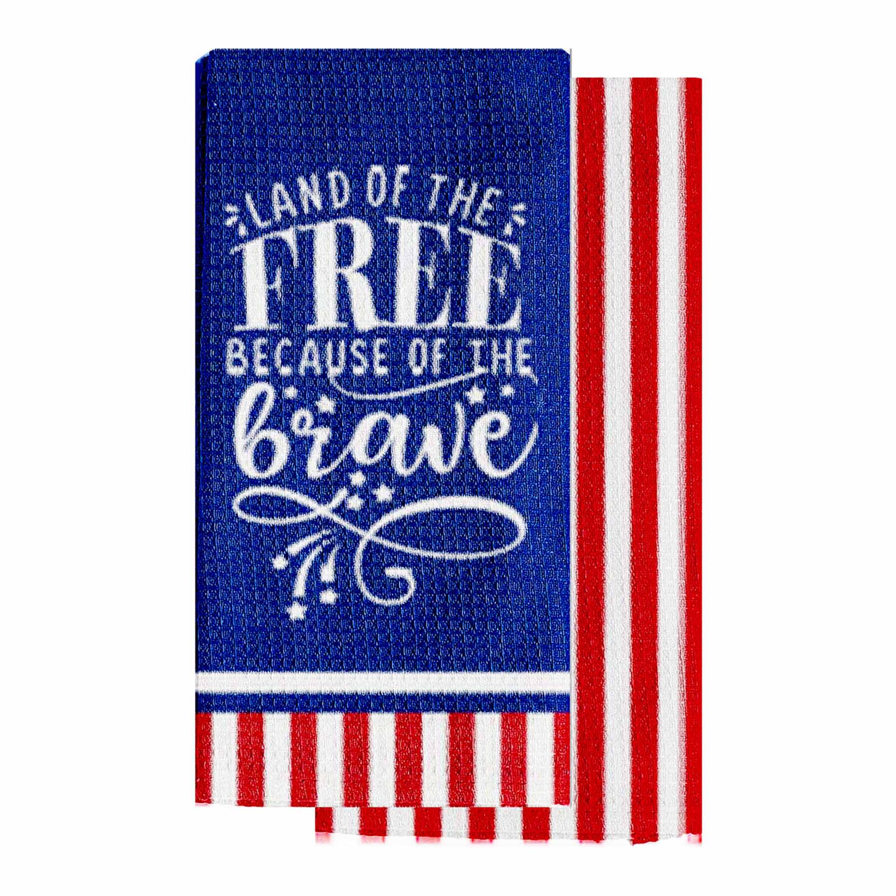 Set of 2 Land of the Free Patriotic Kitchen Towels