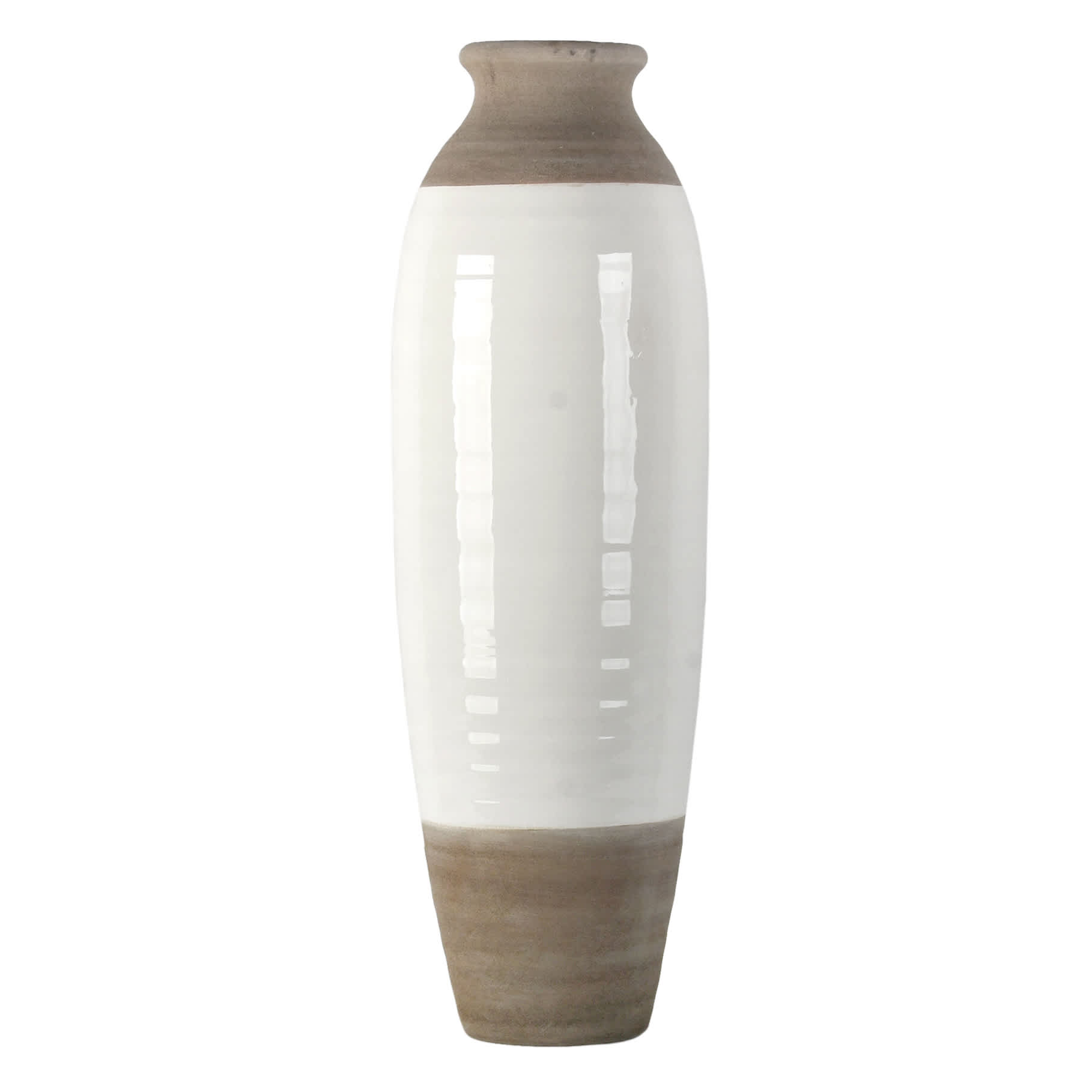 Honeybloom White & Natural Ceramic Floor Vase, 30"