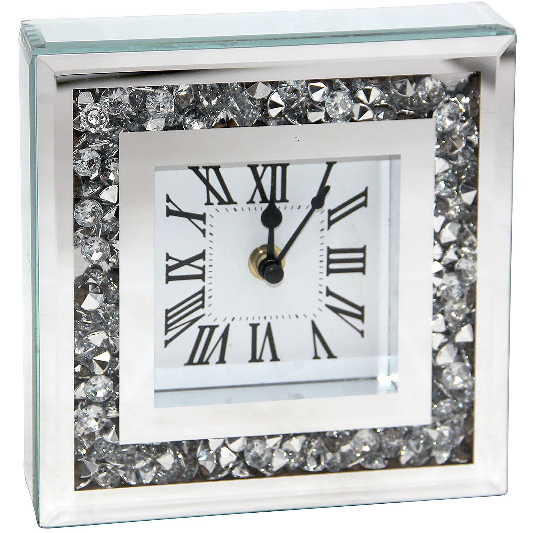 Bling Square Clock with Diamond, 6"