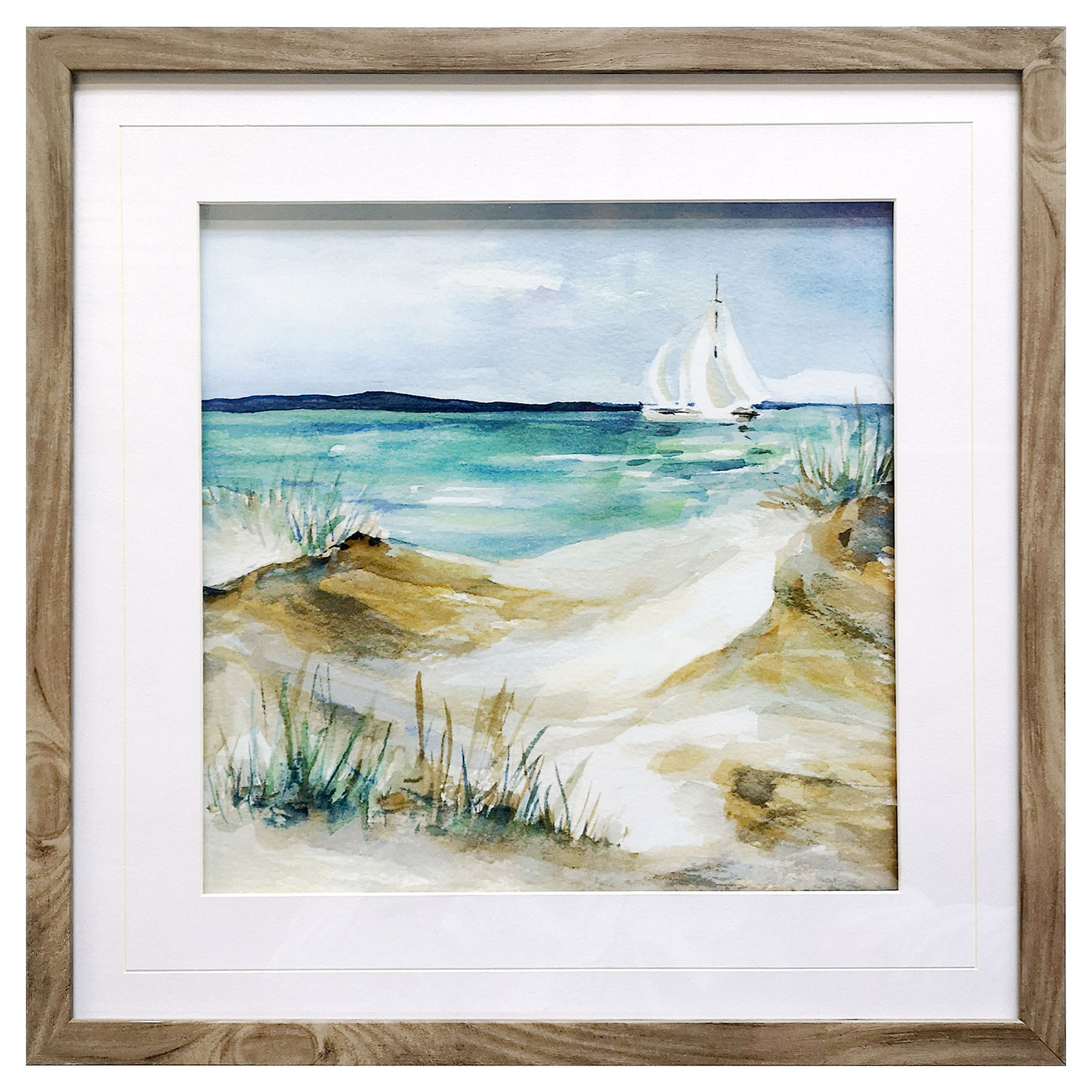 Glass Framed Sailboat Wall Art, 17"