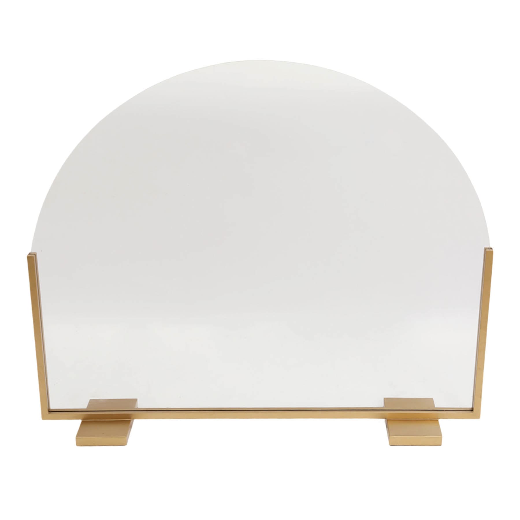 Tempered Glass Firescreen with Gold Base, 38x32