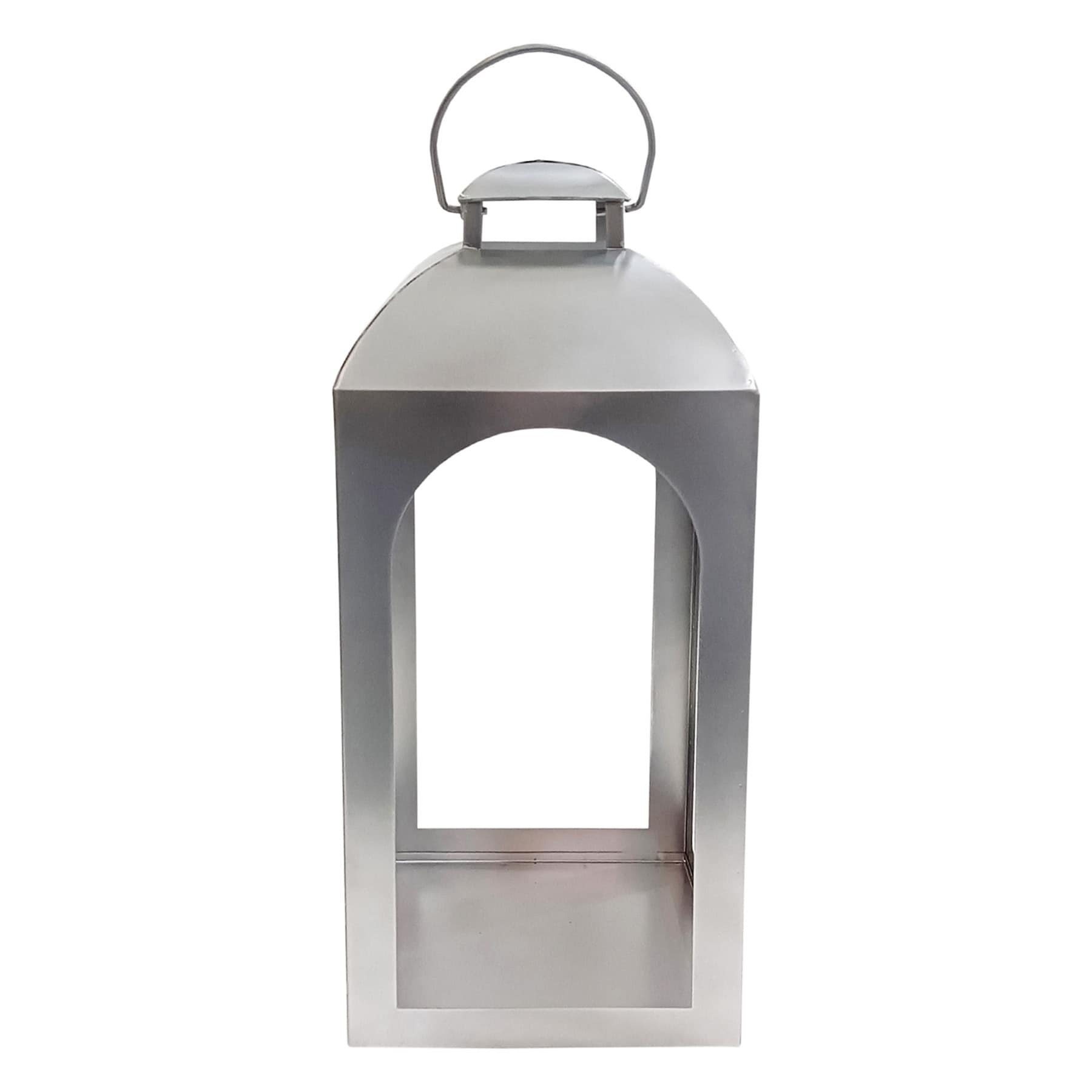 Silver Metal Lantern, 21"