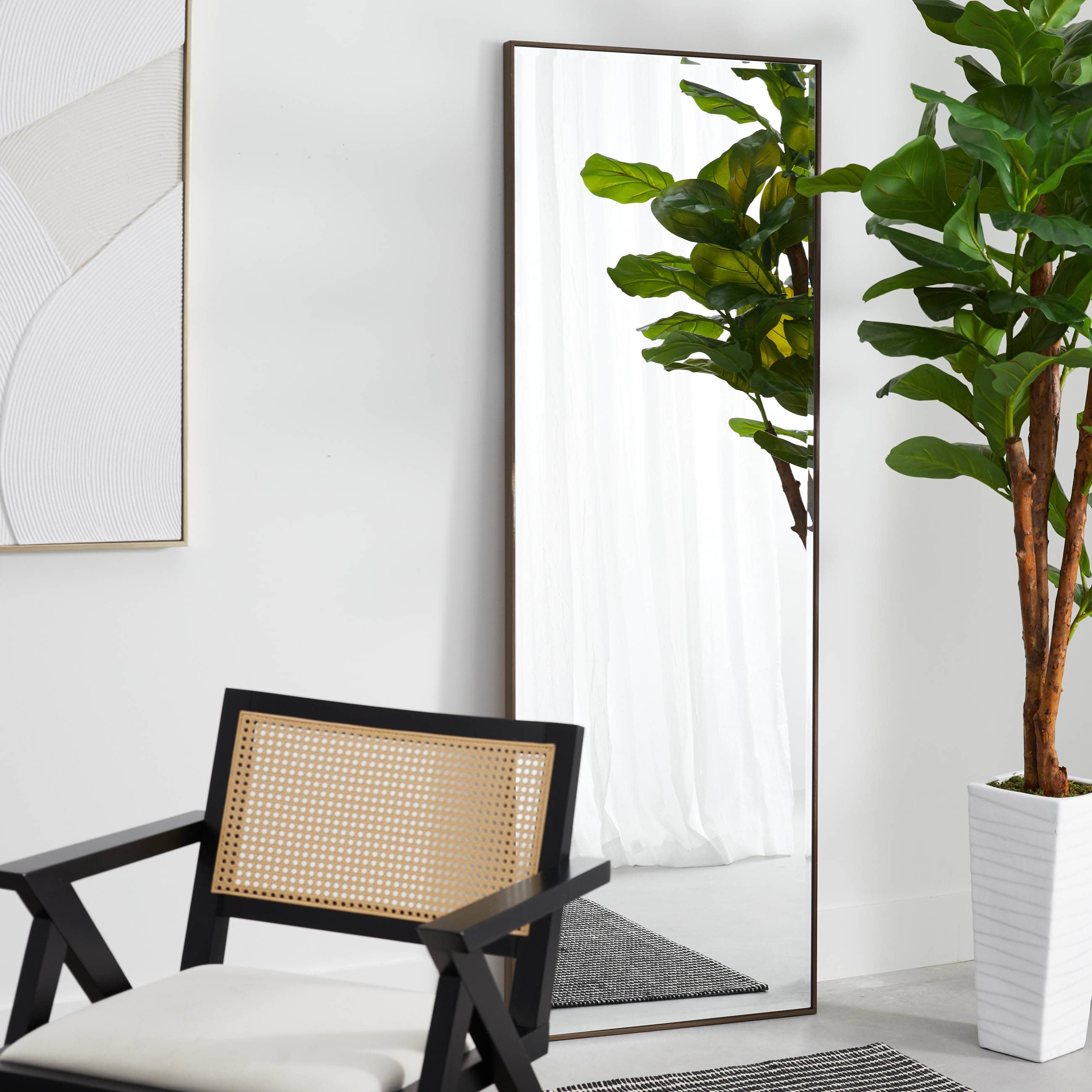 Brown Thin Framed Leaner Mirror, 24x70