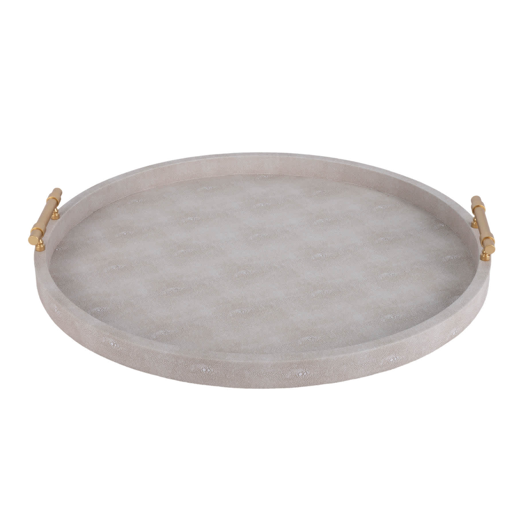 Shagreen Tan Round Tray with Handles, 24"