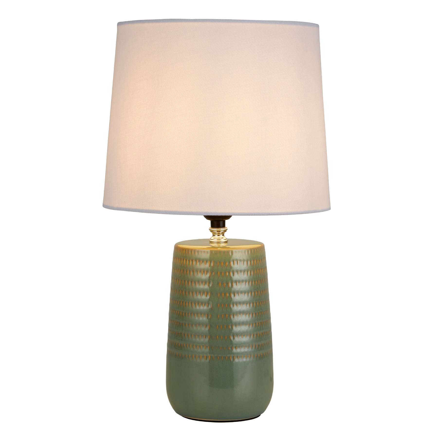Found & Fable Green Textured Ceramic Small Lamp with Shade, 16"
