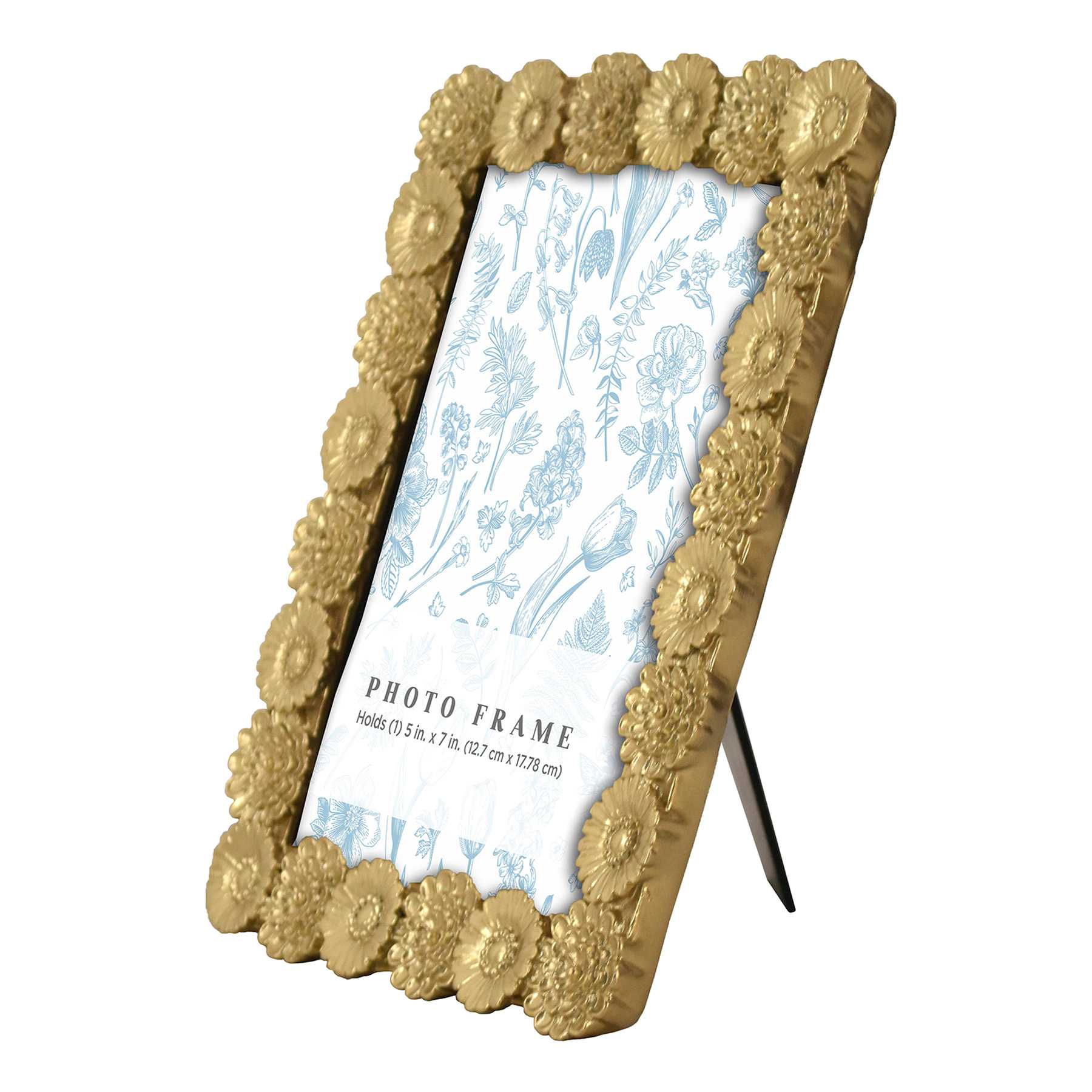 Gold Flower Resin Tabletop Frame, 5x7