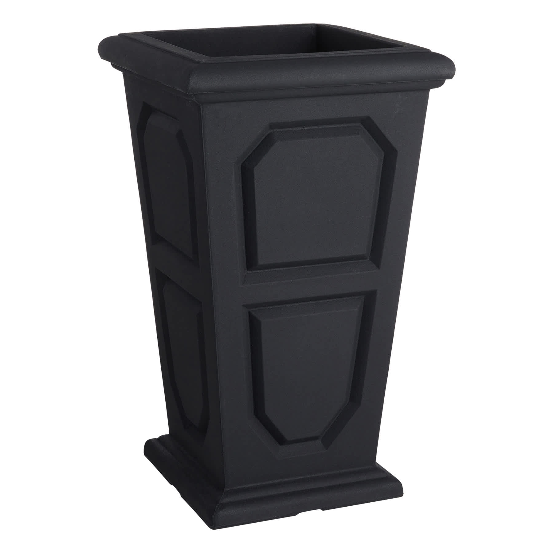 Japi All-Weather Black Versailles Square Outdoor Planter, Medium