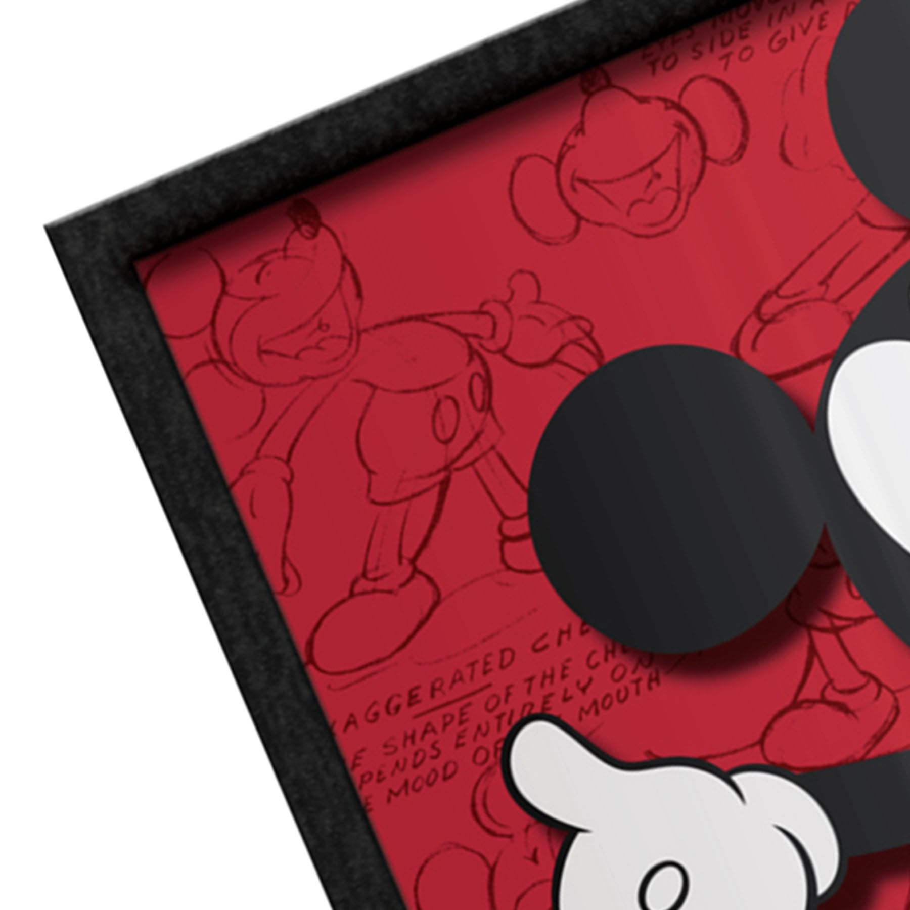 Glass Framed Mickey Mouse Print Canvas Wall Art, 16"