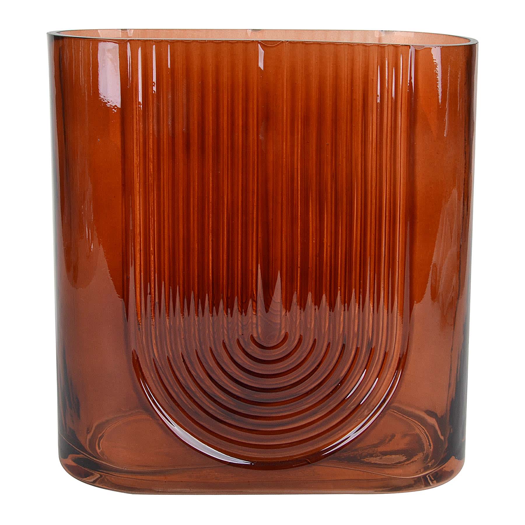 Crosby St. Ribbed Red Glass Vase, 7"
