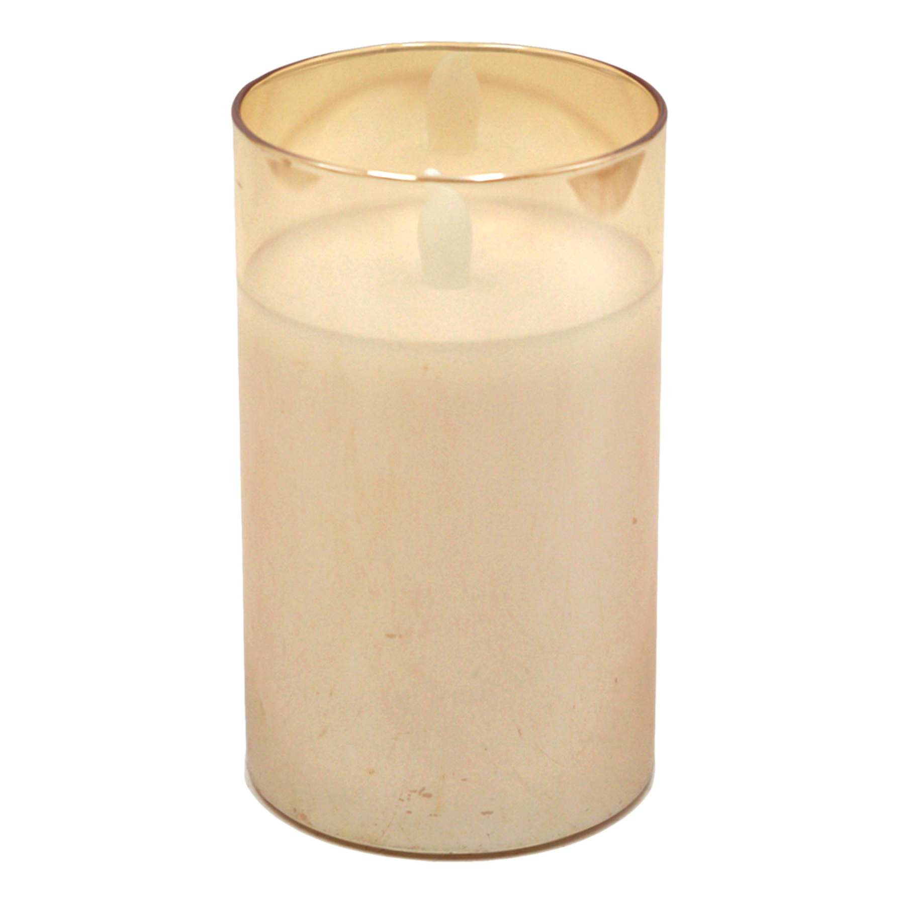 Honeybloom Amber Glass LED Pillar Candle, 3x5
