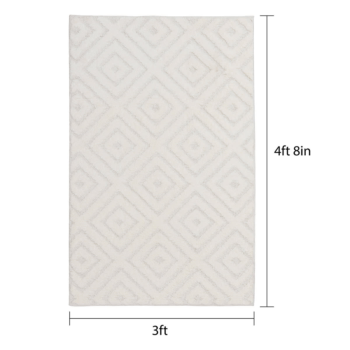 (D456) Ronin Ivory Tufted Non-Slip Area Rug, 3x5