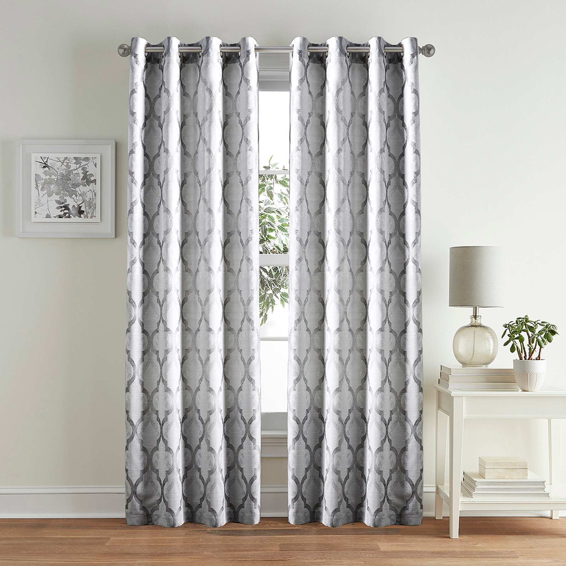 Providence Blakely Ogee Grey Light Filtering Curtain Panel, 84"