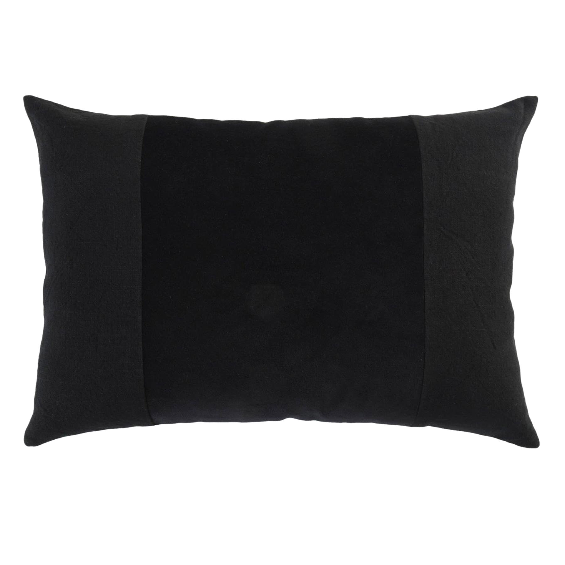 Crosby St. Black Cotton Slub & Velvet Throw Pillow, 14x20